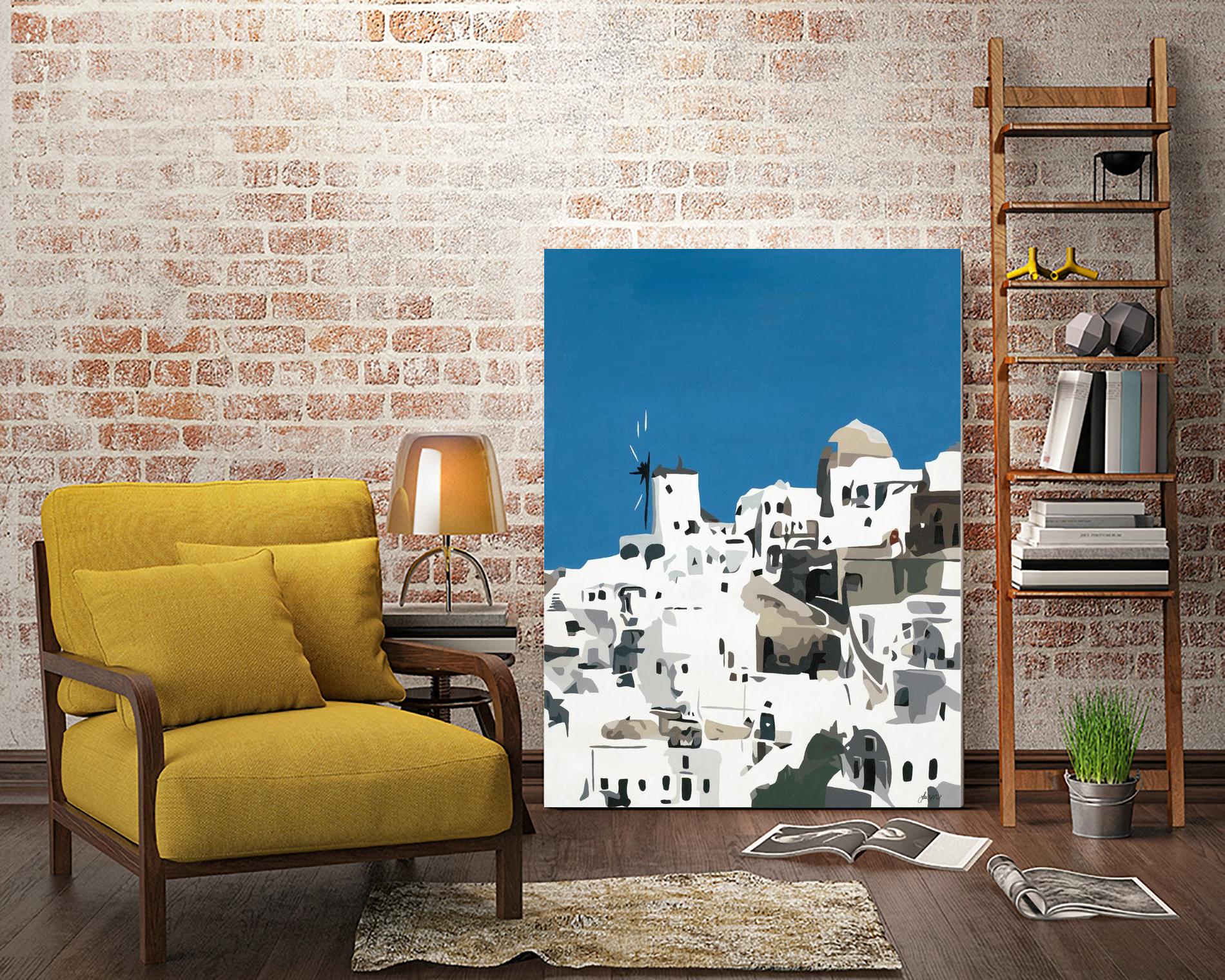 TILING AT WINDMILLS by Bethann Lawson on GIANT ART - blue and white coastal coastal