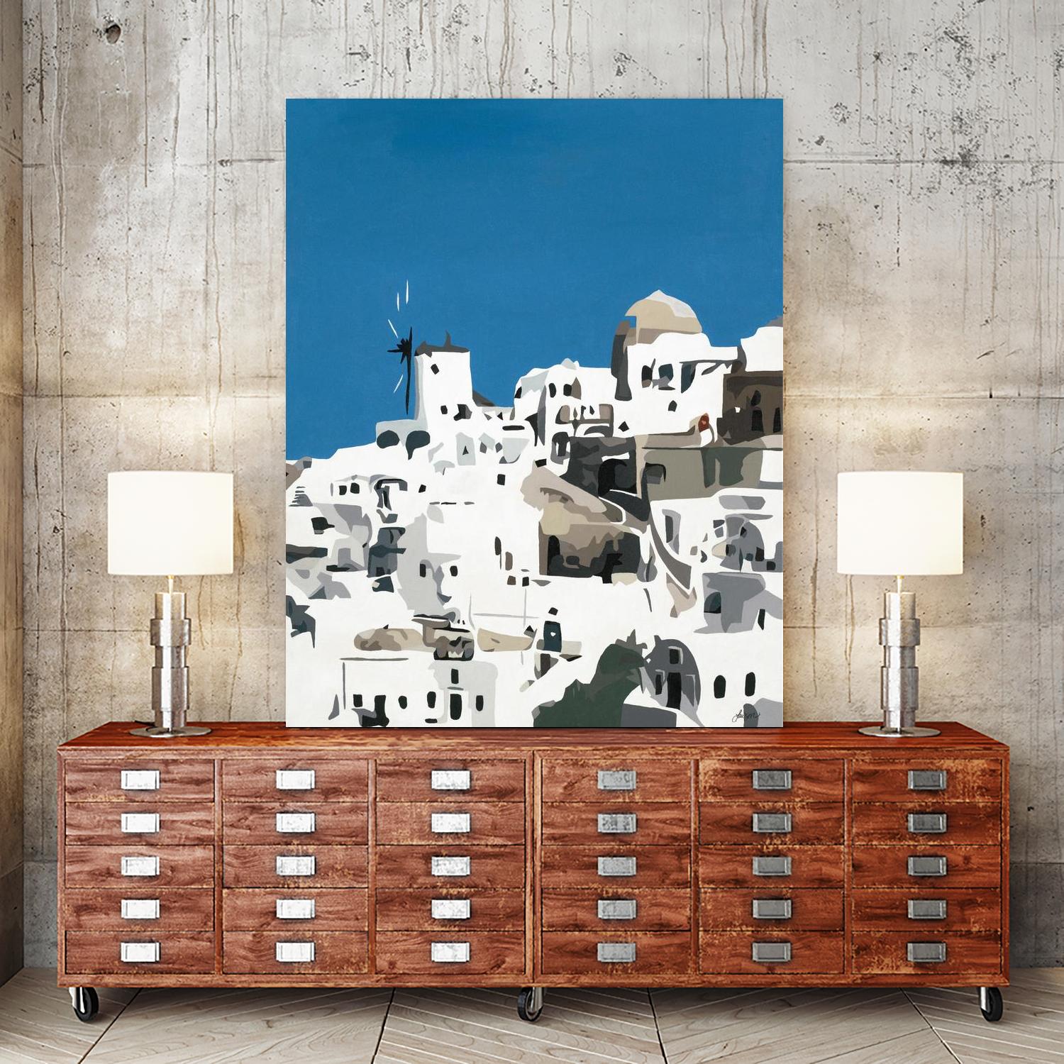 TILING AT WINDMILLS by Bethann Lawson on GIANT ART - blue and white coastal coastal