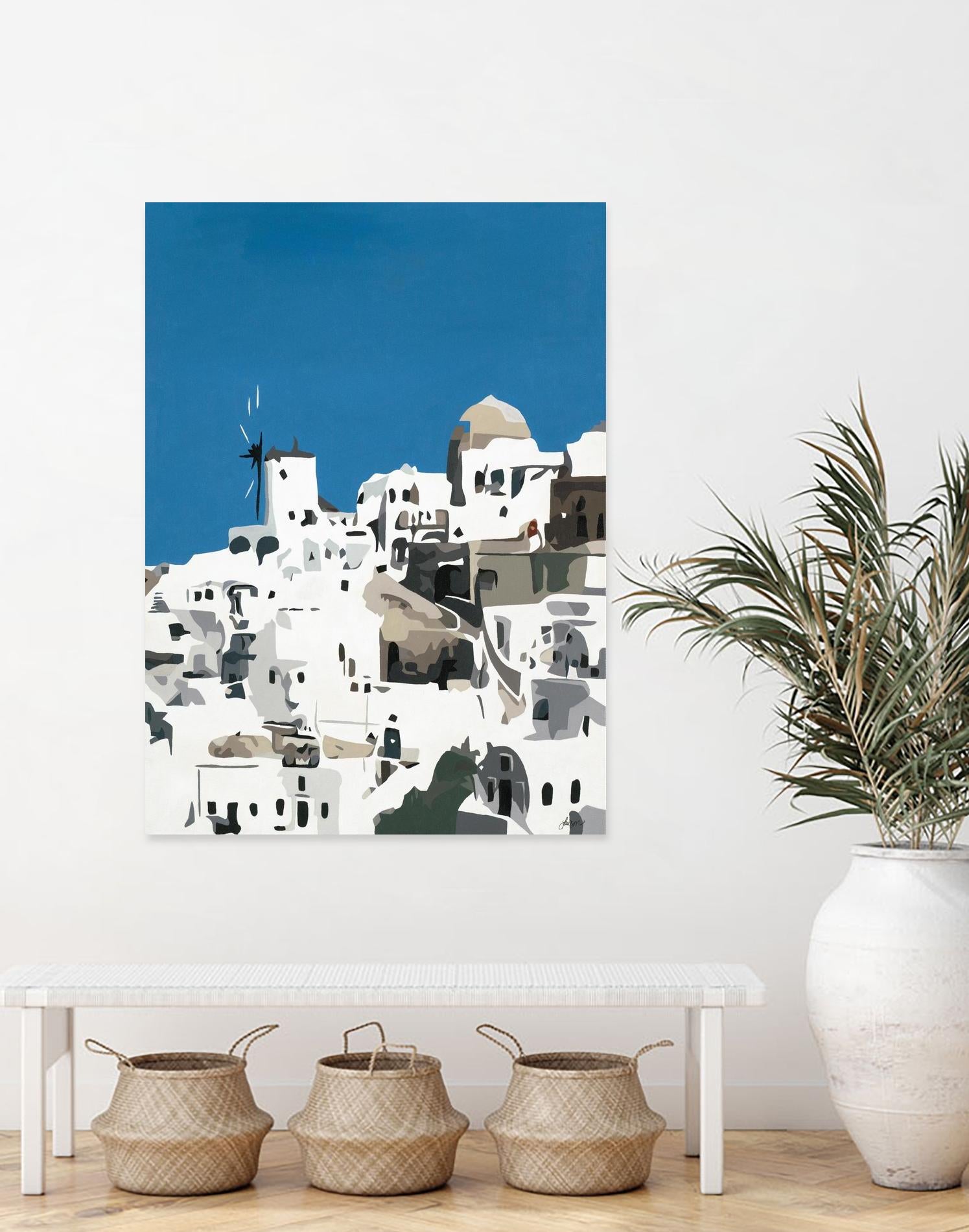 TILING AT WINDMILLS by Bethann Lawson on GIANT ART - blue and white coastal coastal