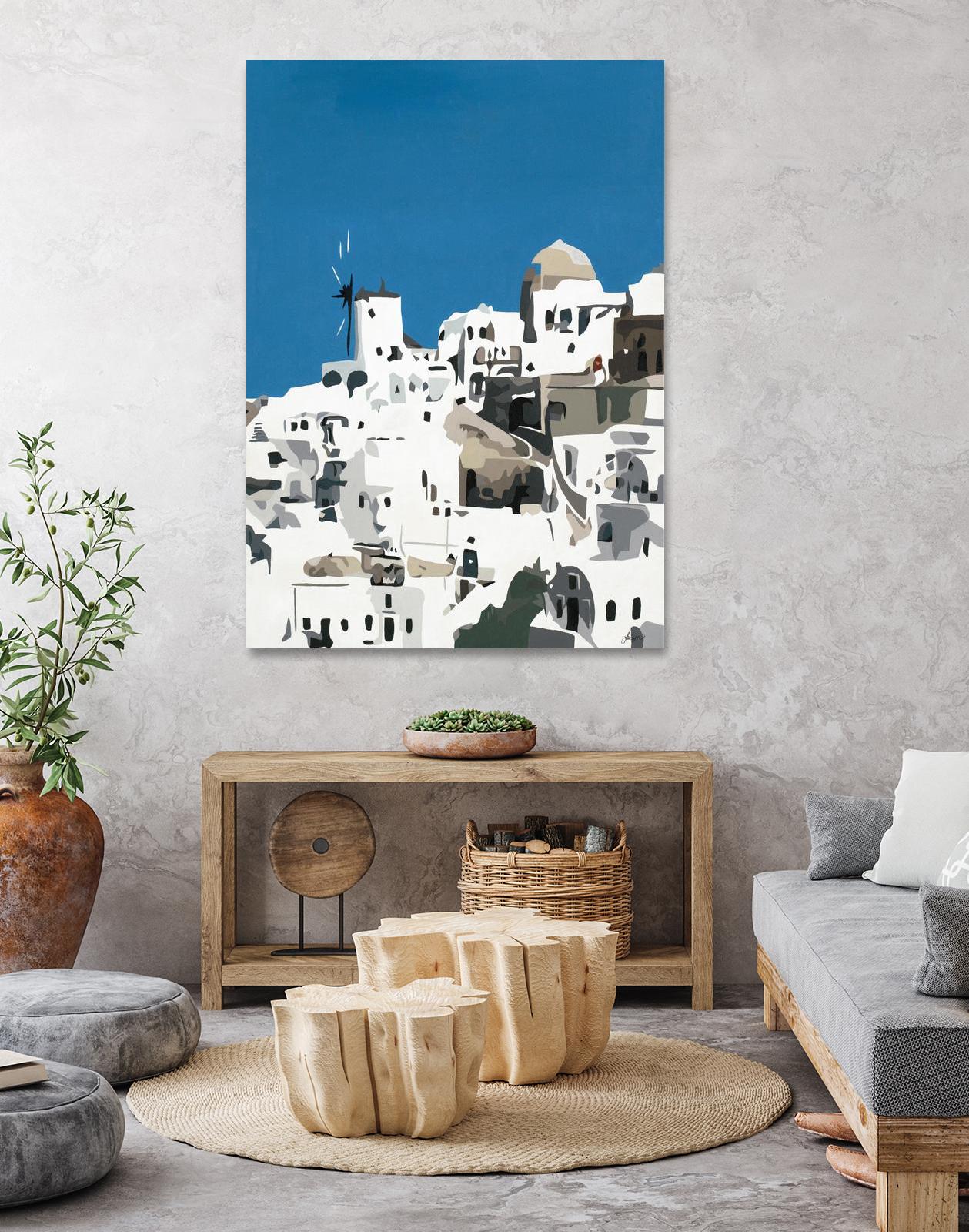 TILING AT WINDMILLS by Bethann Lawson on GIANT ART - blue and white coastal coastal