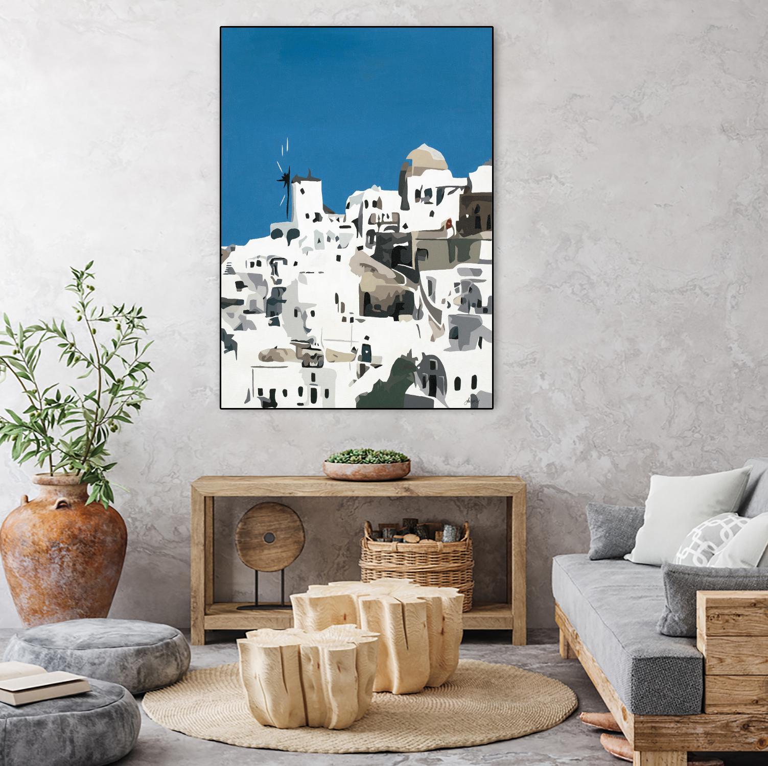 TILING AT WINDMILLS by Bethann Lawson on GIANT ART - blue and white coastal coastal