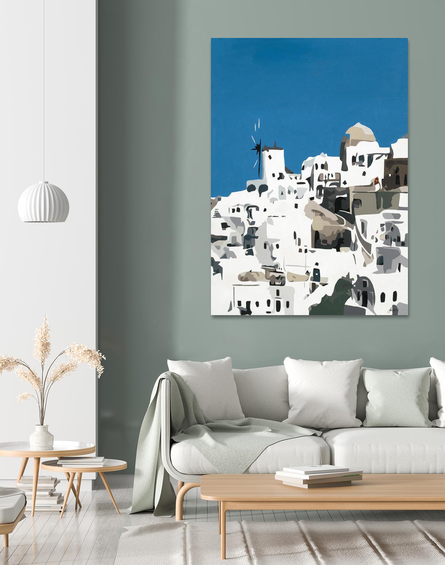 TILING AT WINDMILLS by Bethann Lawson on GIANT ART - blue and white coastal coastal