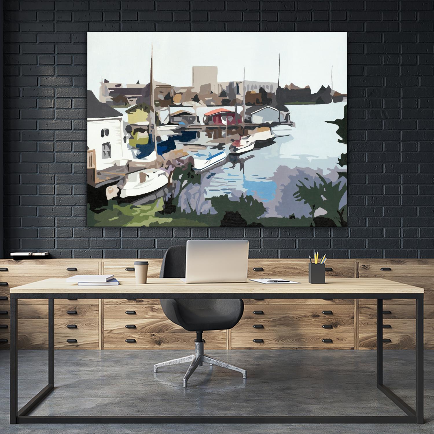 TUESDAY AFTERNOON ON PORTAGE BAY by Bethann Lawson on GIANT ART - blue coastal waterway