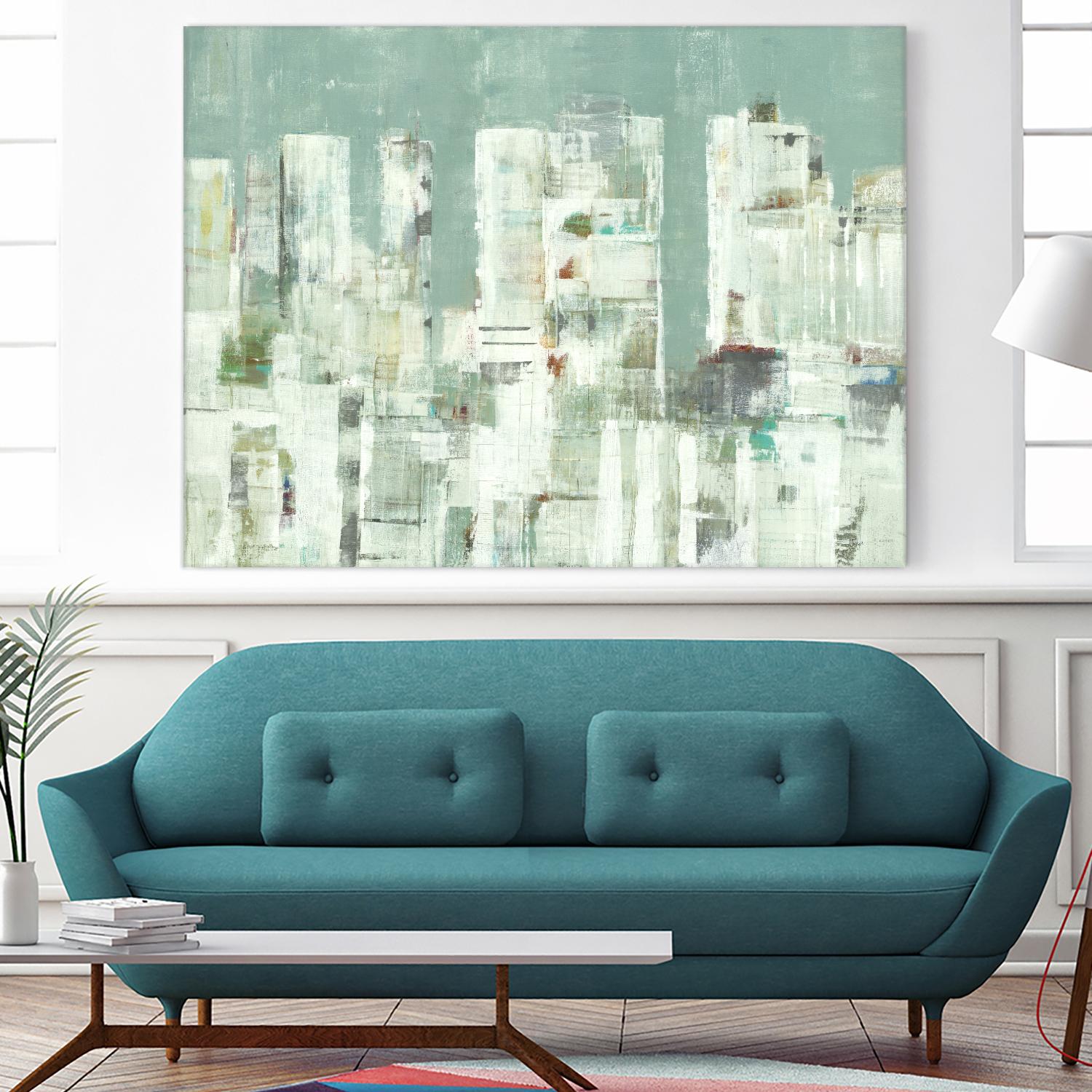 Skyline II by Lisa Ridgers on GIANT ART - greens cityscapes