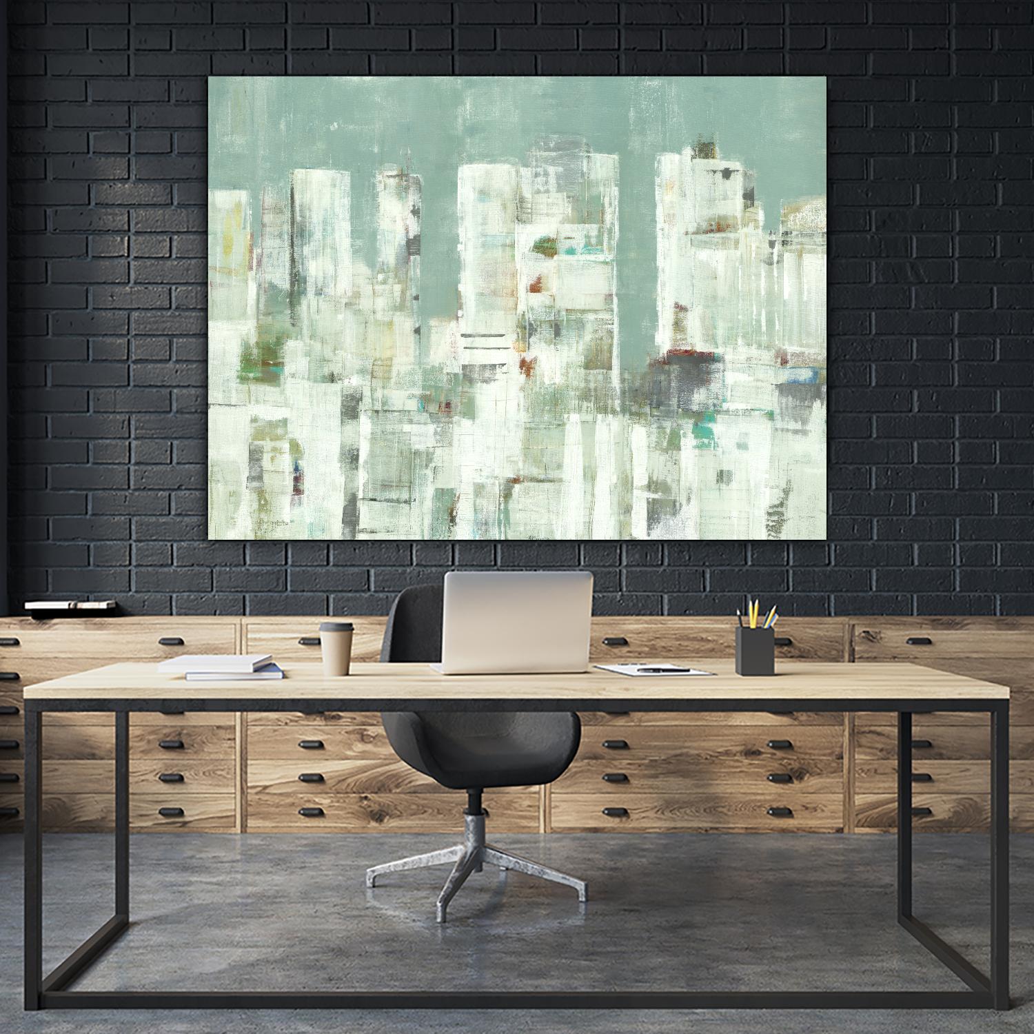 Skyline II by Lisa Ridgers on GIANT ART - greens cityscapes