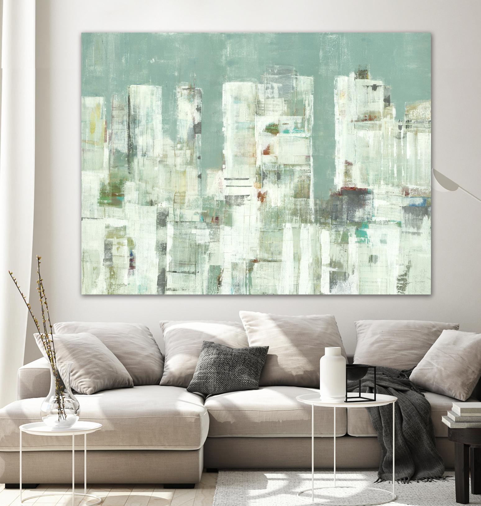 Skyline II by Lisa Ridgers on GIANT ART - greens cityscapes