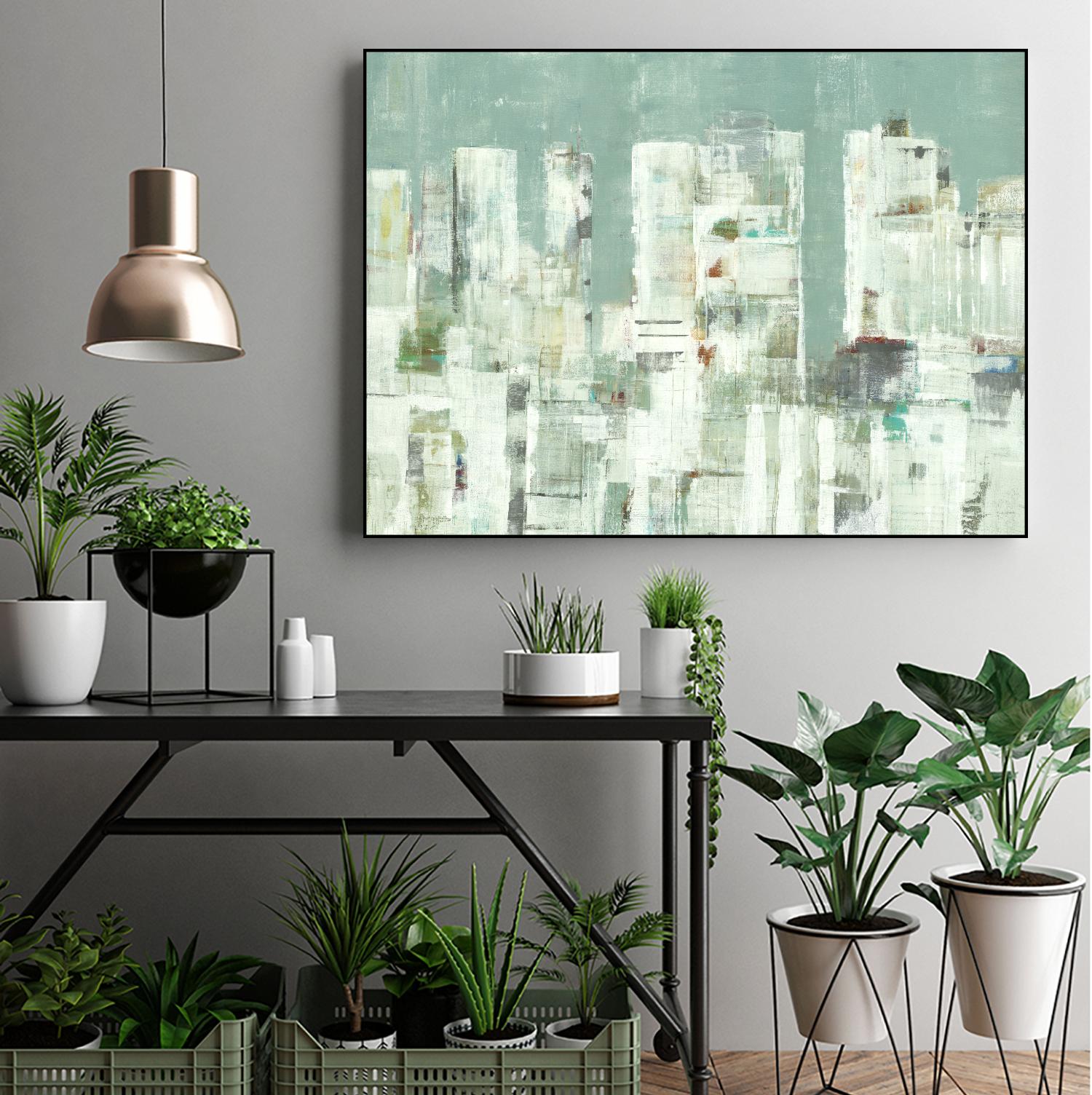 Skyline II by Lisa Ridgers on GIANT ART - greens cityscapes