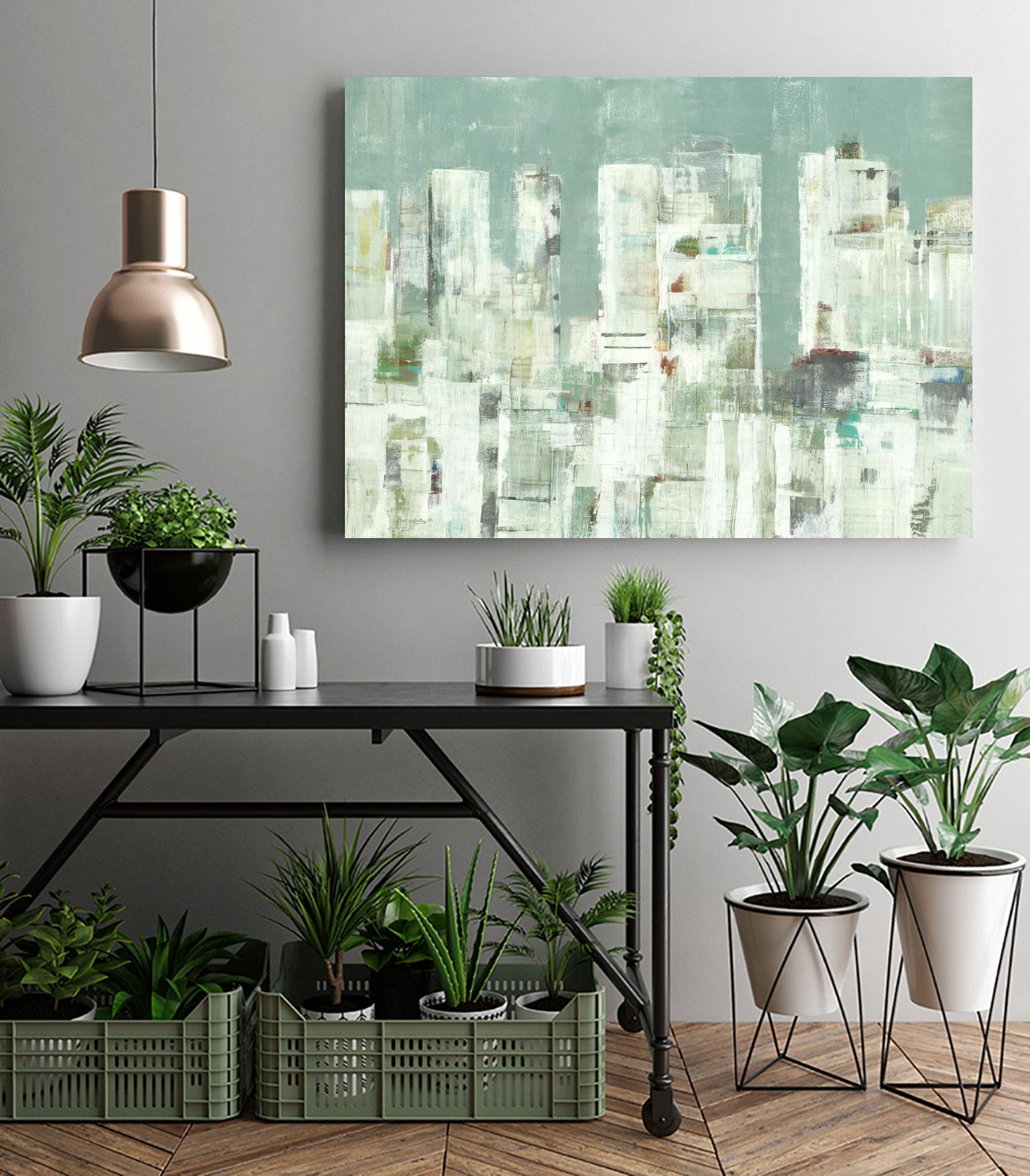 Skyline II by Lisa Ridgers on GIANT ART - greens cityscapes