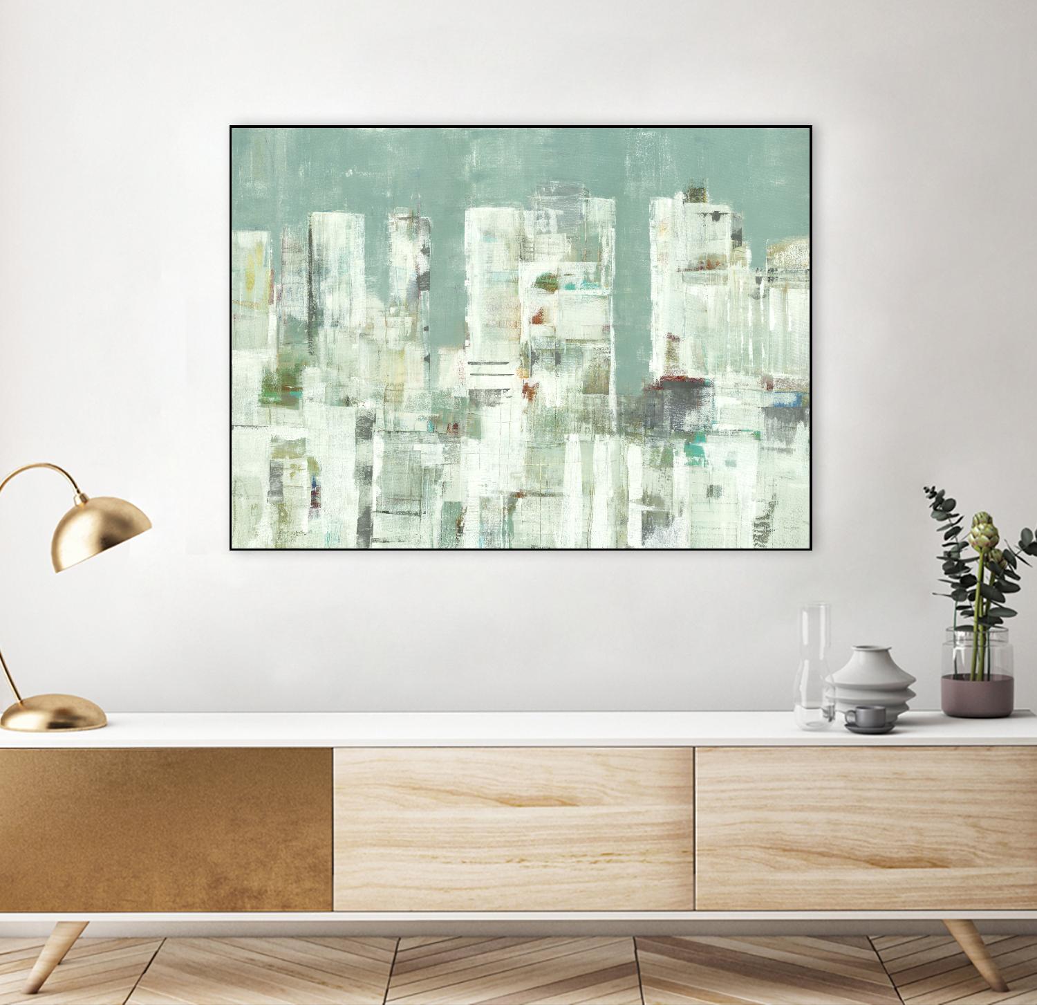 Skyline II by Lisa Ridgers on GIANT ART - greens cityscapes