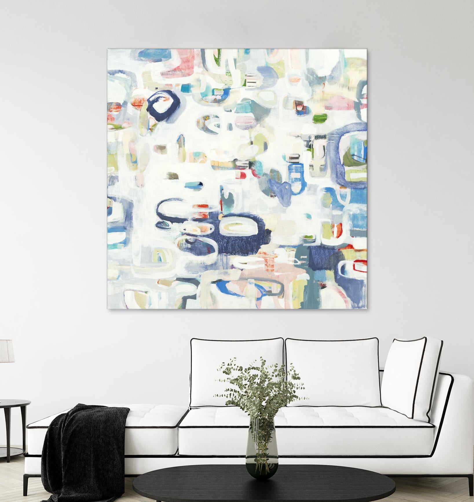 Retroactive by Lisa Ridgers on GIANT ART - whites & creams, blues abstract, geometric shapes