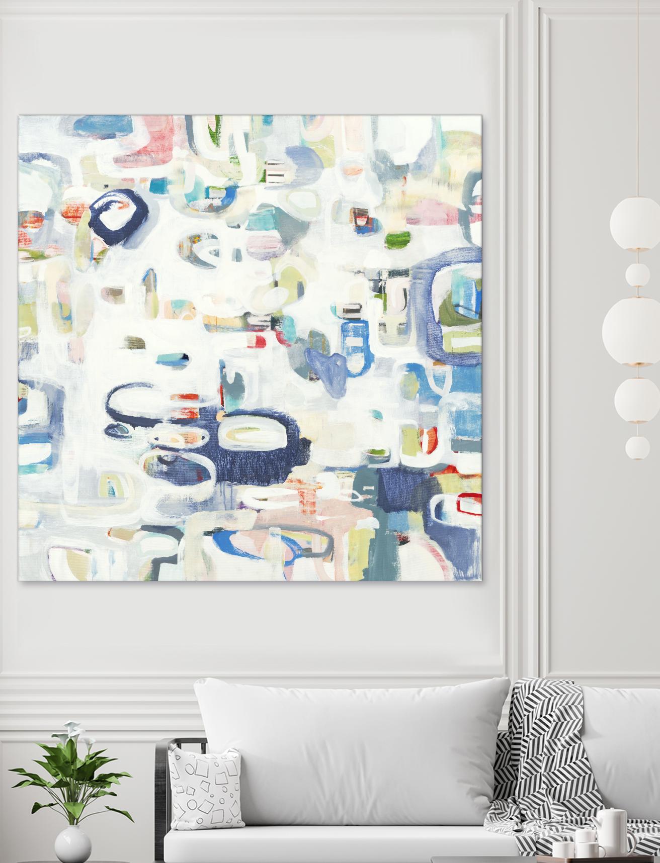 Retroactive by Lisa Ridgers on GIANT ART - whites & creams, blues abstract, geometric shapes