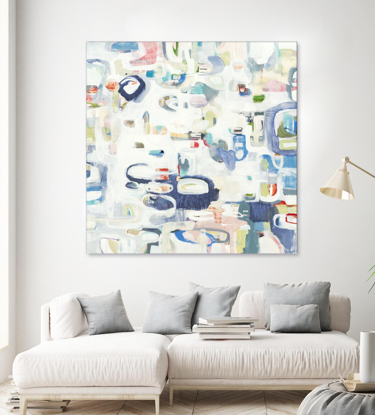 Retroactive by Lisa Ridgers on GIANT ART - whites & creams, blues abstract, geometric shapes