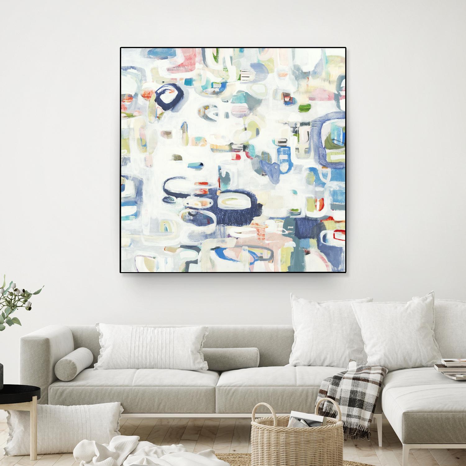 Retroactive by Lisa Ridgers on GIANT ART - whites & creams, blues abstract, geometric shapes