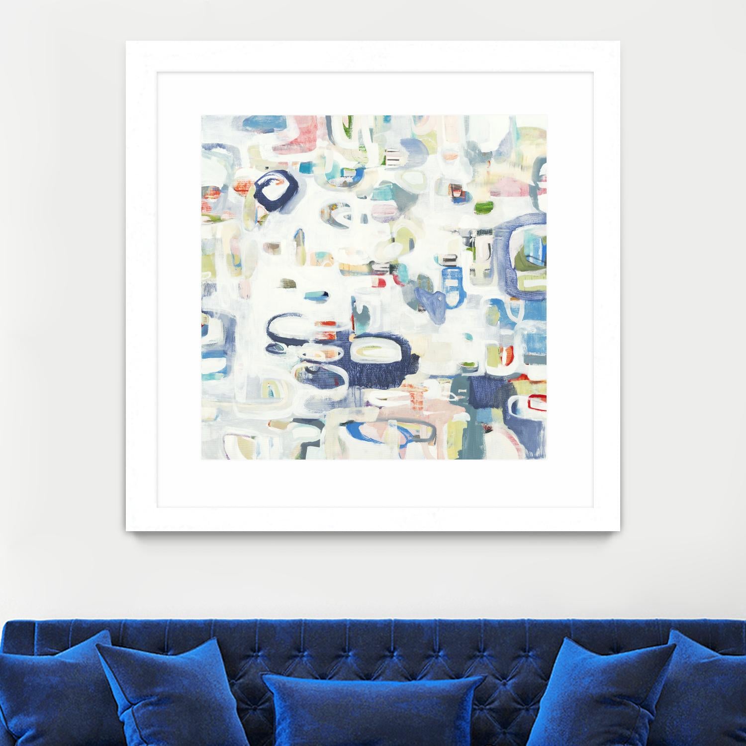Retroactive by Lisa Ridgers on GIANT ART - whites & creams, blues abstract, geometric shapes