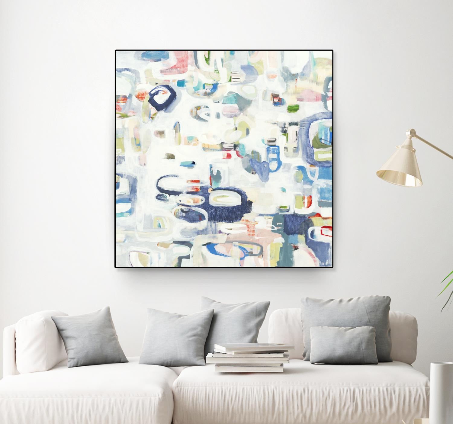 Retroactive by Lisa Ridgers on GIANT ART - whites & creams, blues abstract, geometric shapes