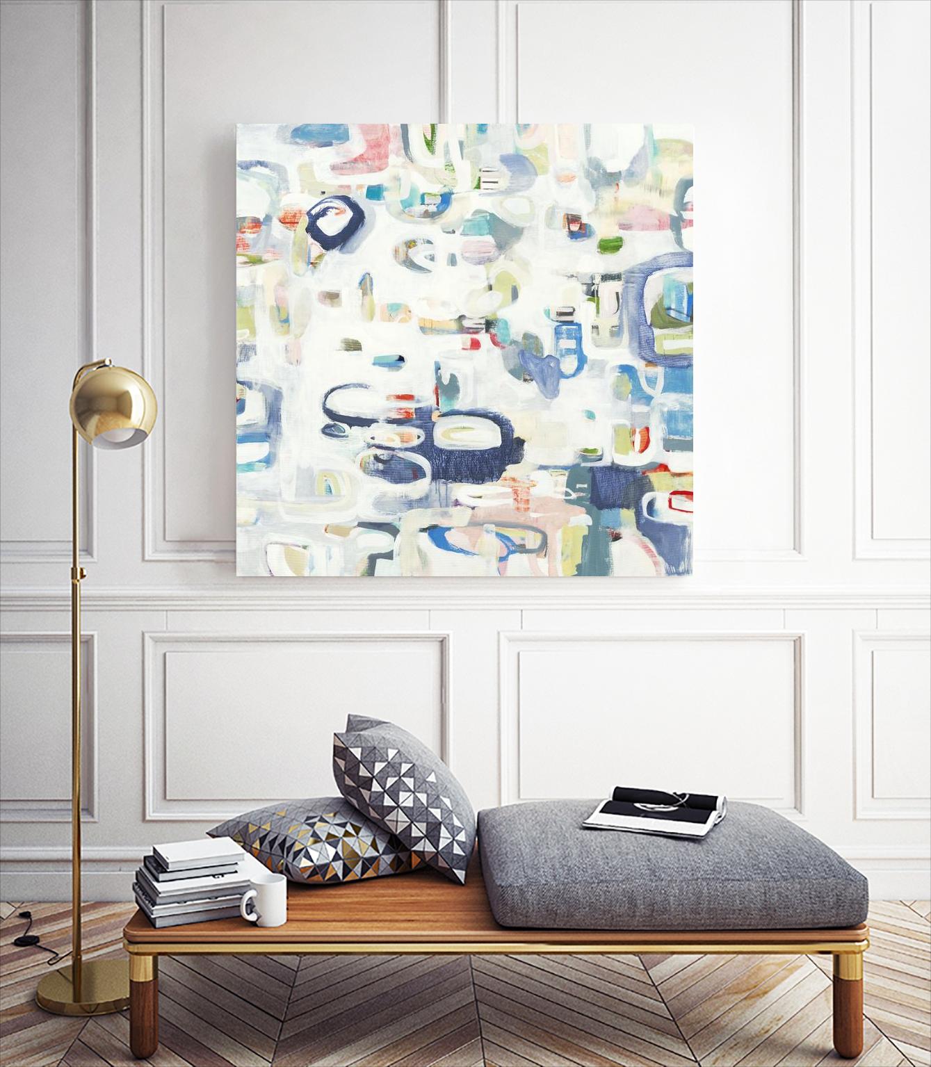 Retroactive by Lisa Ridgers on GIANT ART - whites & creams, blues abstract, geometric shapes