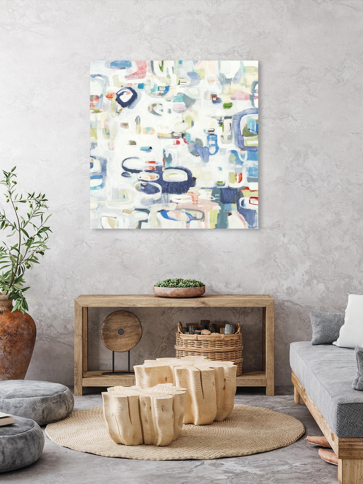 Retroactive by Lisa Ridgers on GIANT ART - whites & creams, blues abstract, geometric shapes