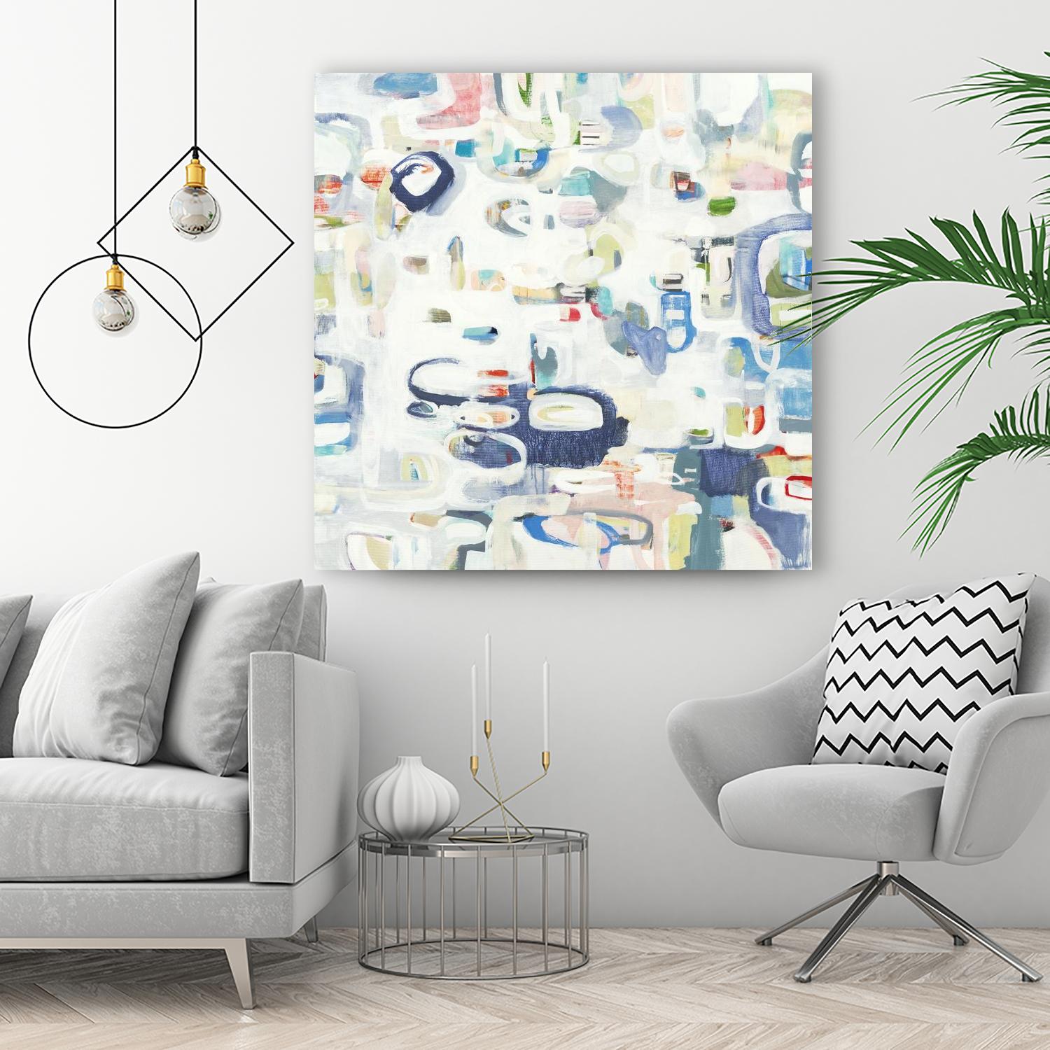 Retroactive by Lisa Ridgers on GIANT ART - whites & creams, blues abstract, geometric shapes