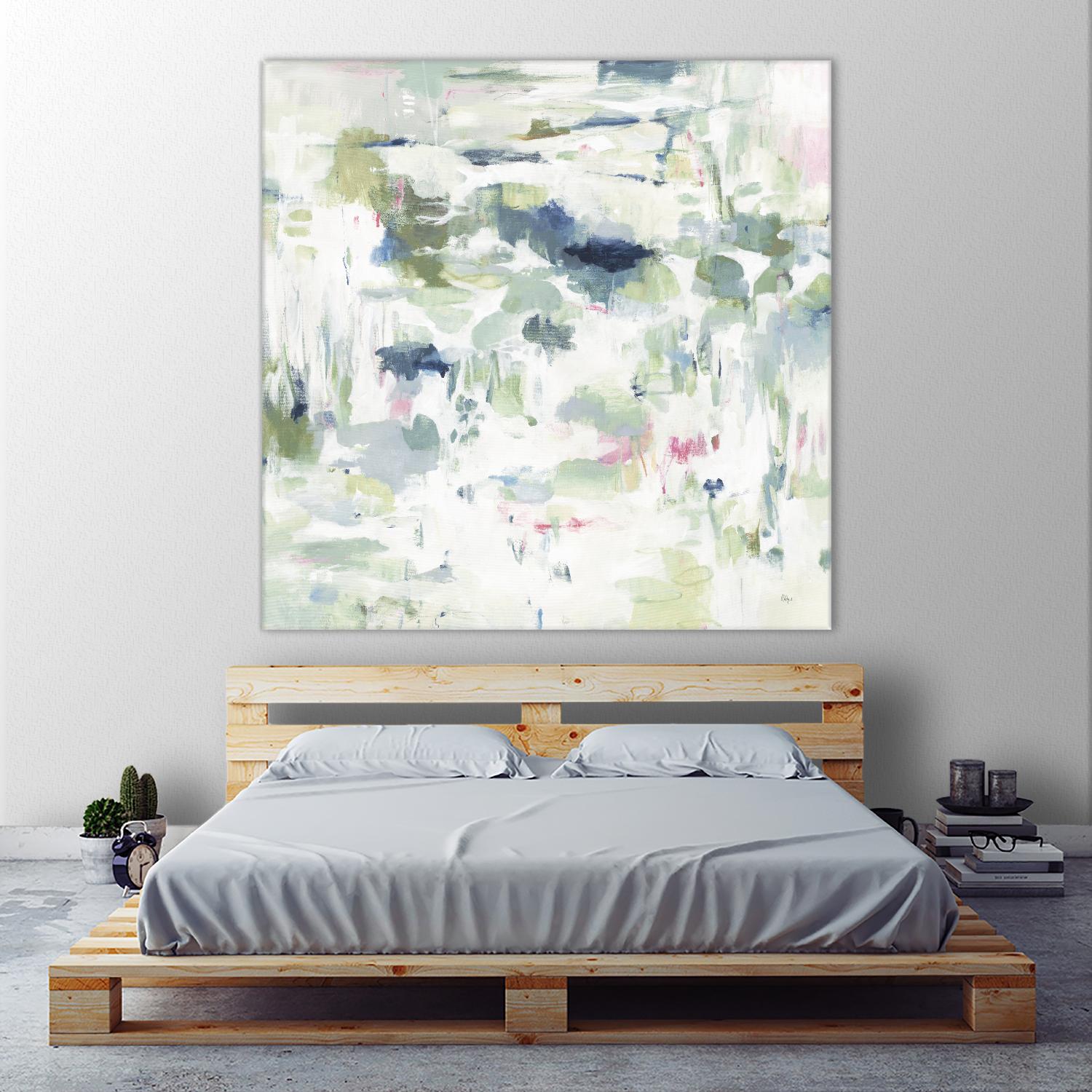 Abstract Reflections by Lisa Ridgers on GIANT ART - whites & creams, greens abstract