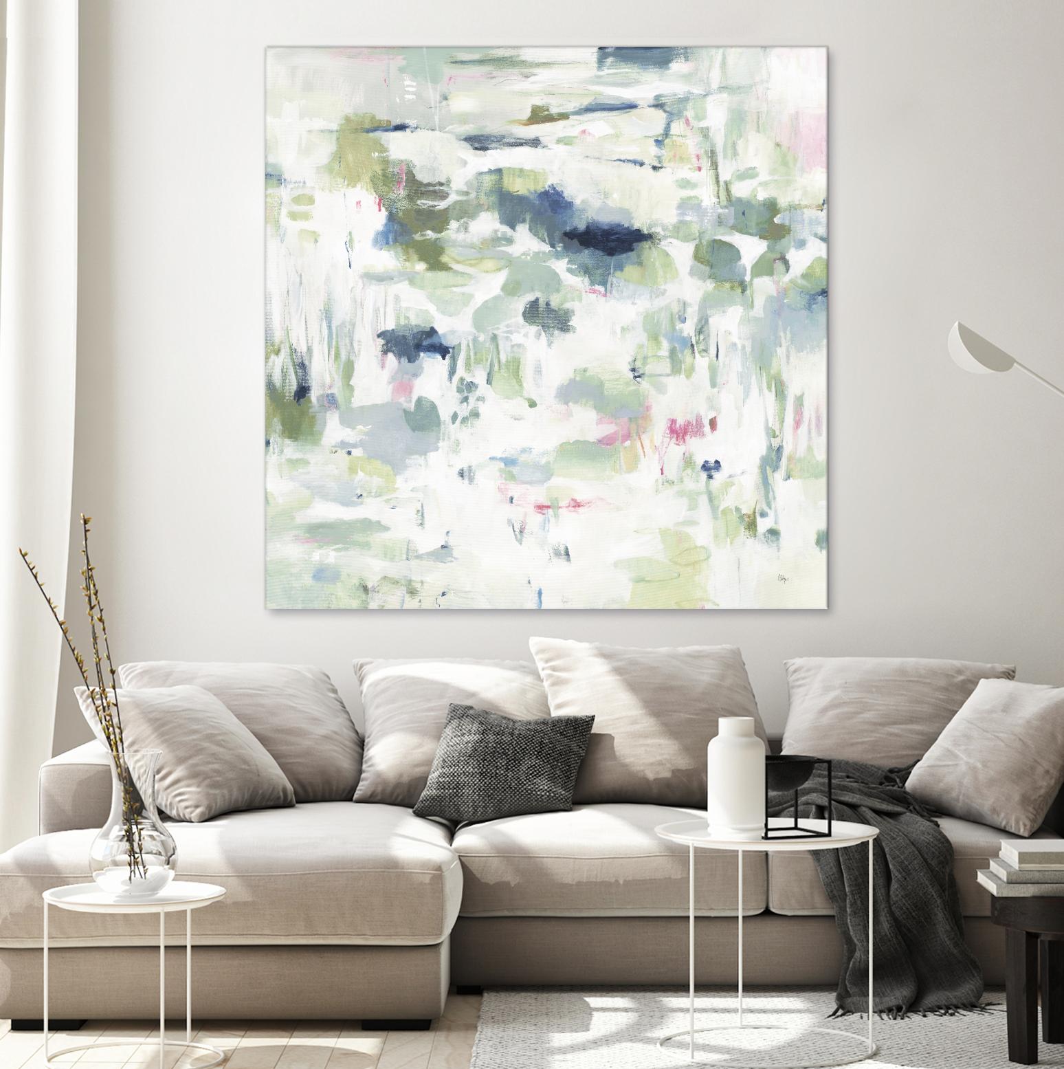 Abstract Reflections by Lisa Ridgers on GIANT ART - whites & creams, greens abstract