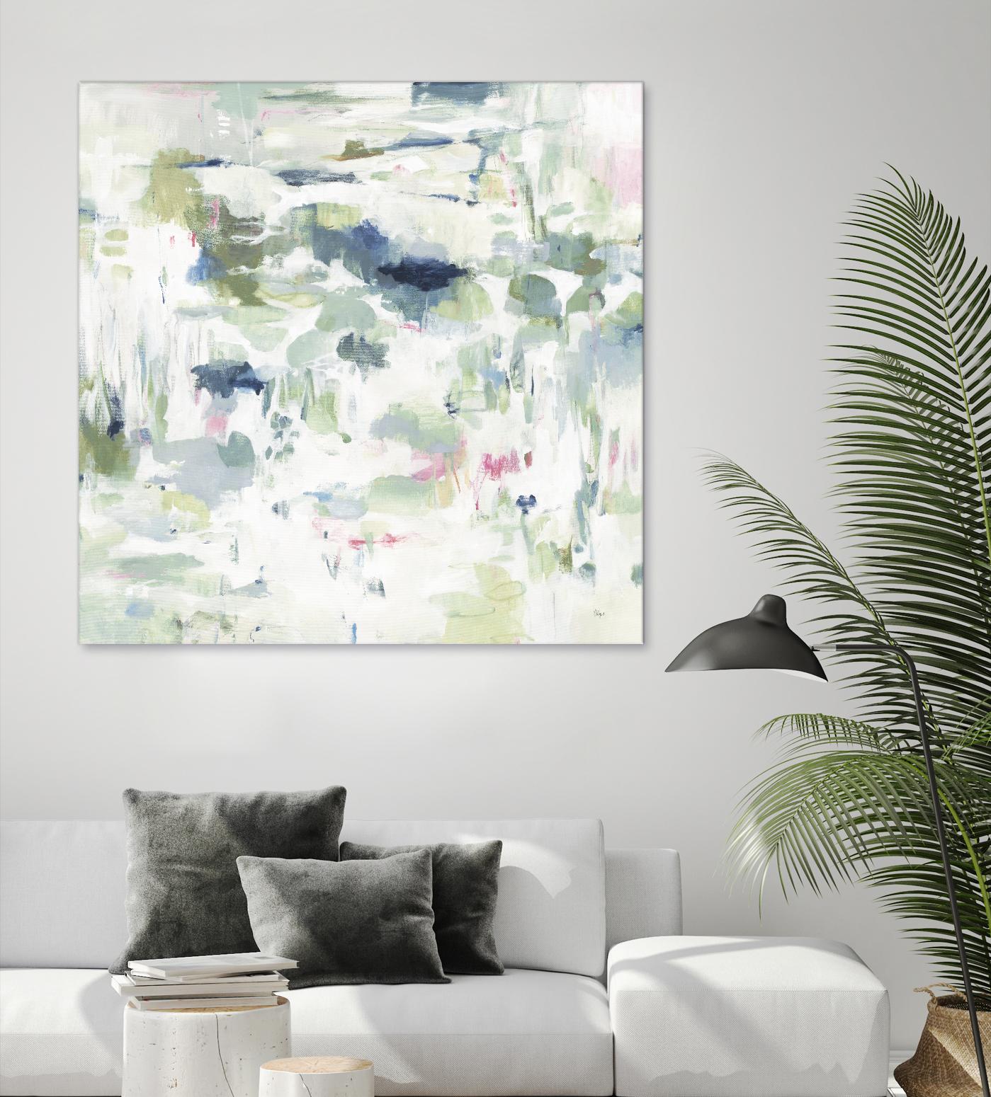 Abstract Reflections by Lisa Ridgers on GIANT ART - whites & creams, greens abstract