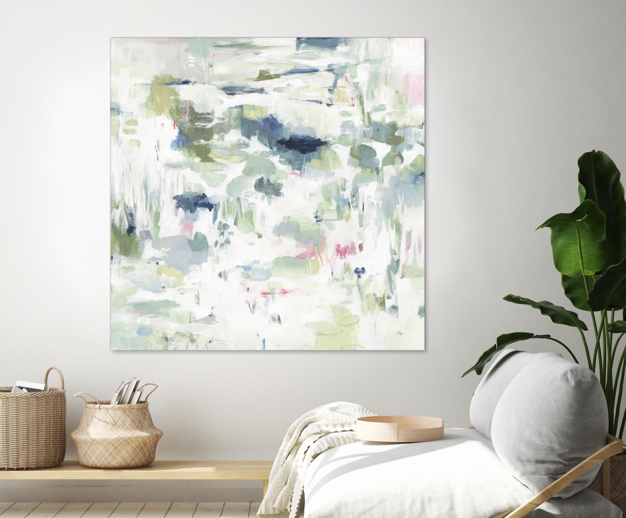 Abstract Reflections by Lisa Ridgers on GIANT ART - whites & creams, greens abstract