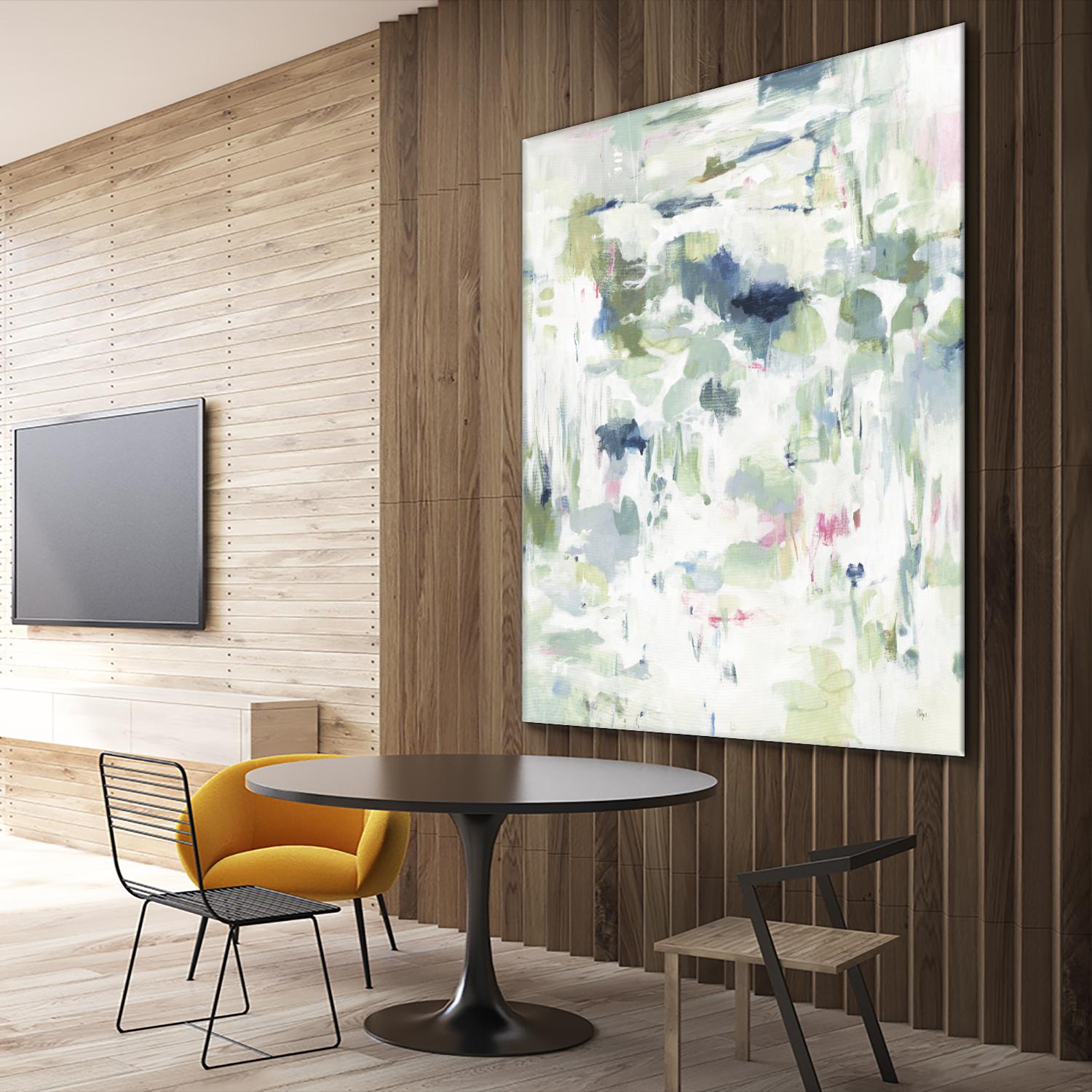 Abstract Reflections by Lisa Ridgers on GIANT ART - whites & creams, greens abstract