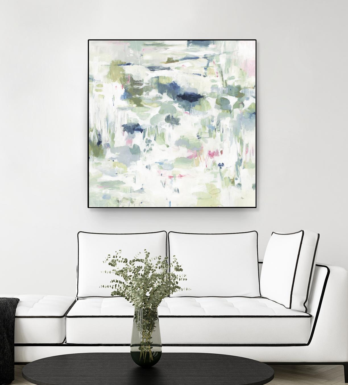 Abstract Reflections by Lisa Ridgers on GIANT ART - whites & creams, greens abstract