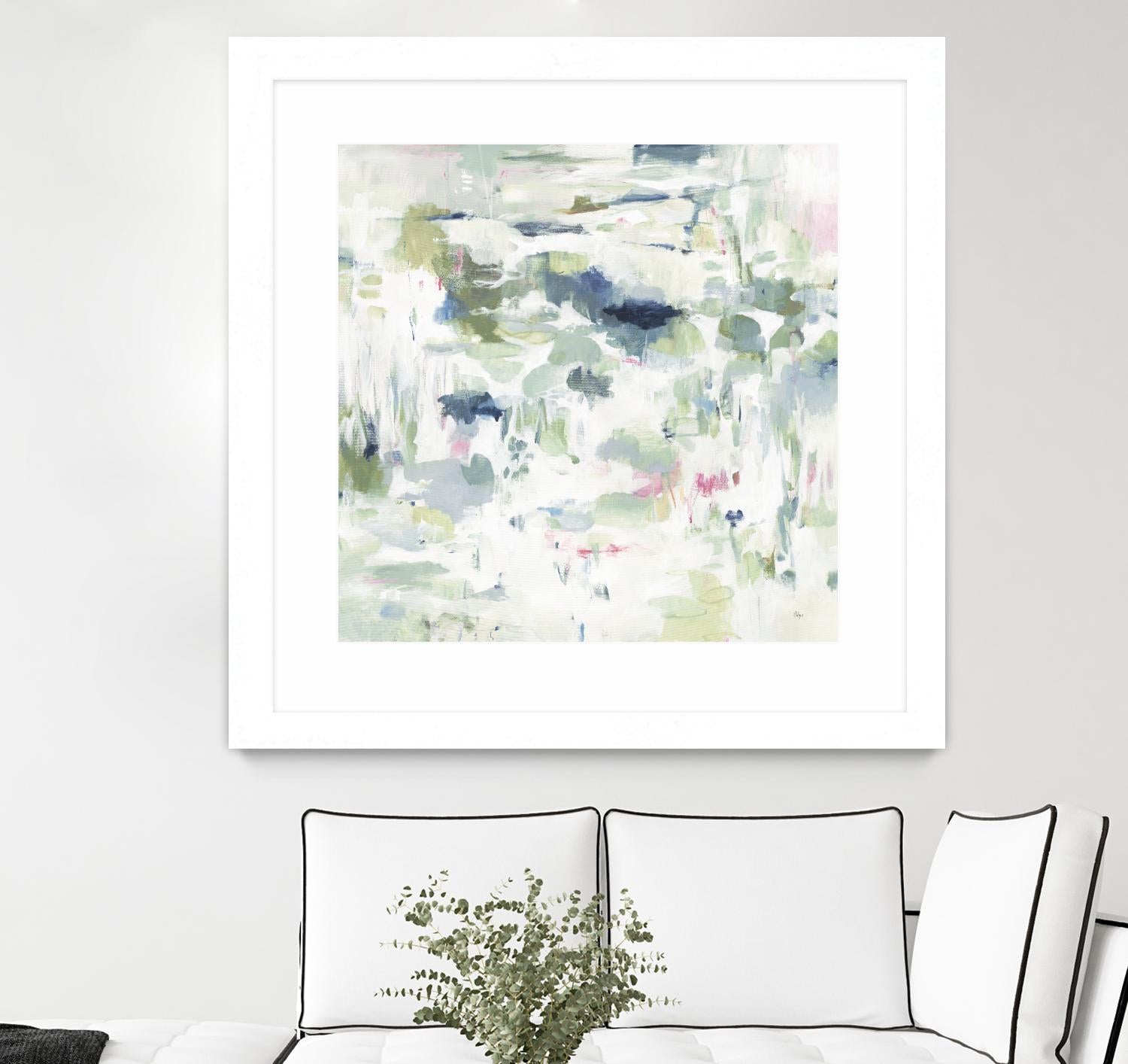 Abstract Reflections by Lisa Ridgers on GIANT ART - whites & creams, greens abstract