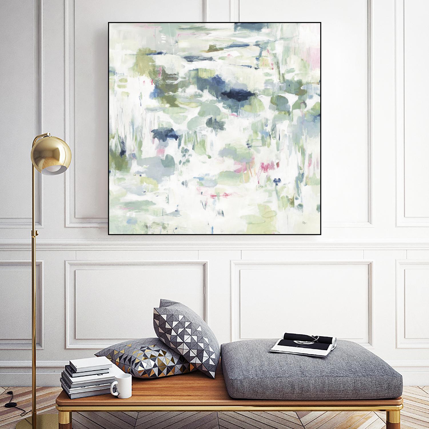 Abstract Reflections by Lisa Ridgers on GIANT ART - whites & creams, greens abstract