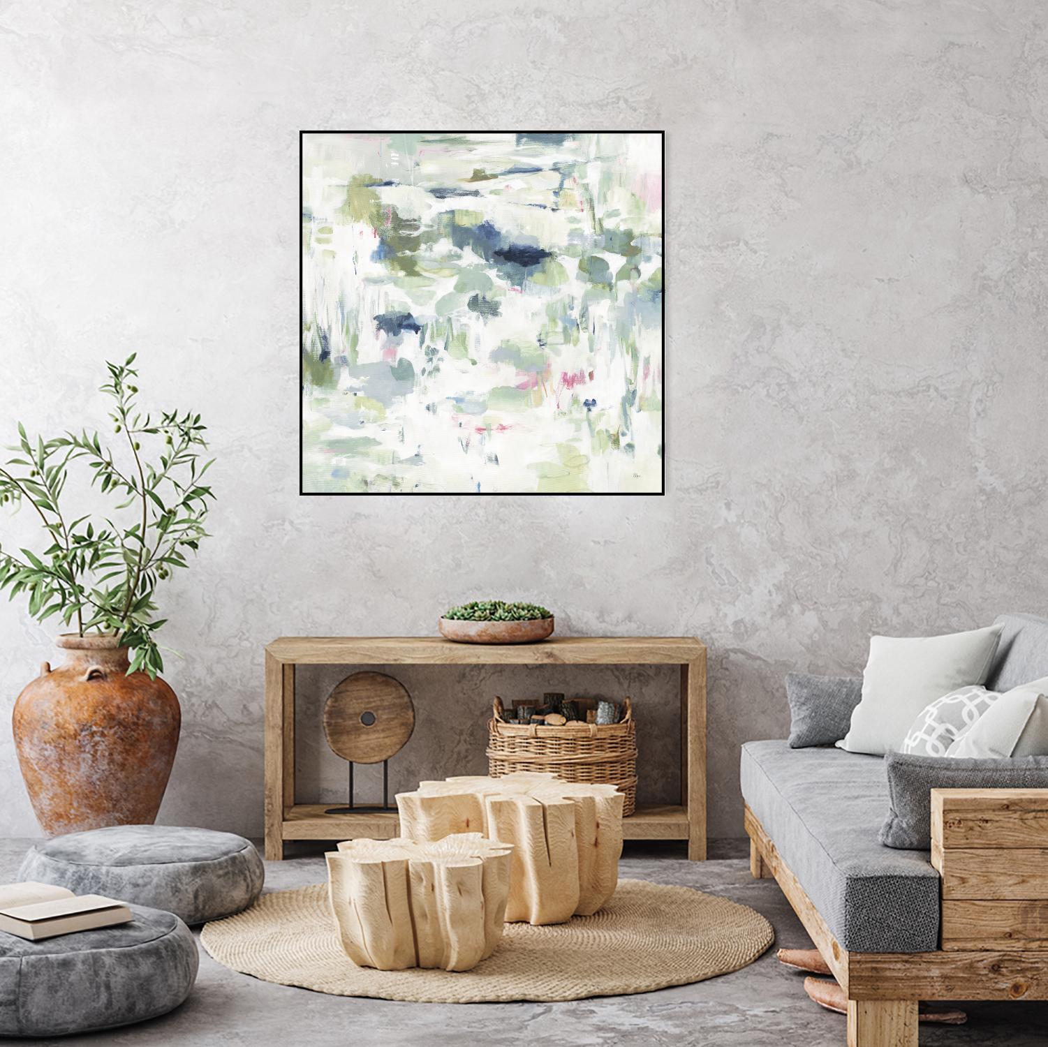 Abstract Reflections by Lisa Ridgers on GIANT ART - whites & creams, greens abstract