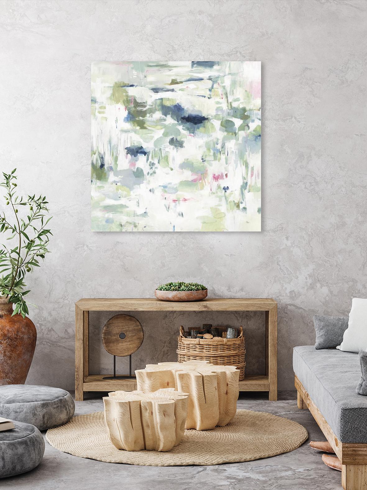 Abstract Reflections by Lisa Ridgers on GIANT ART - whites & creams, greens abstract