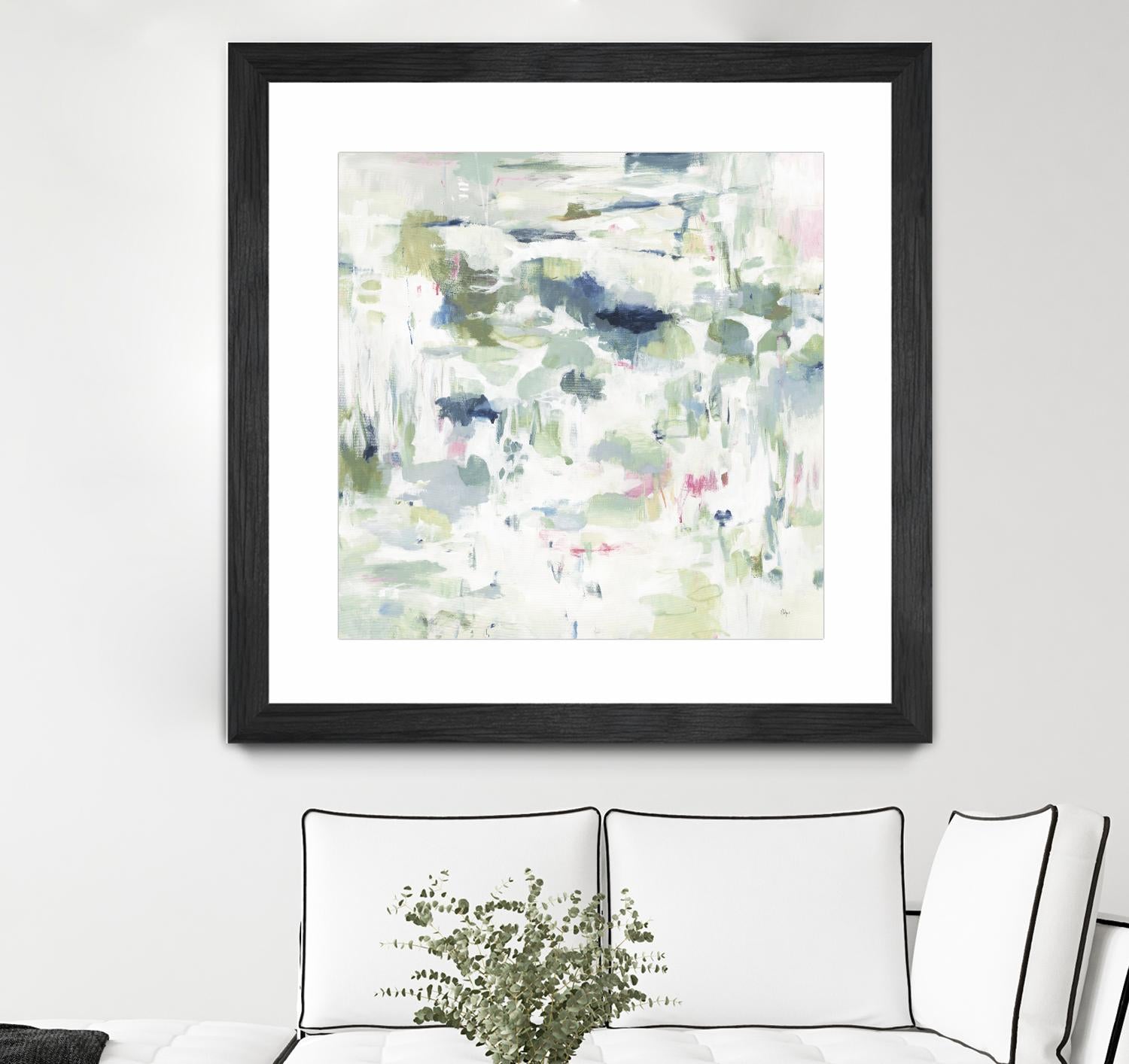 Abstract Reflections by Lisa Ridgers on GIANT ART - whites & creams, greens abstract