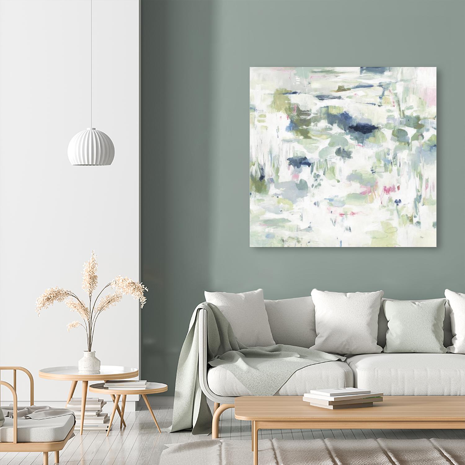 Abstract Reflections by Lisa Ridgers on GIANT ART - whites & creams, greens abstract