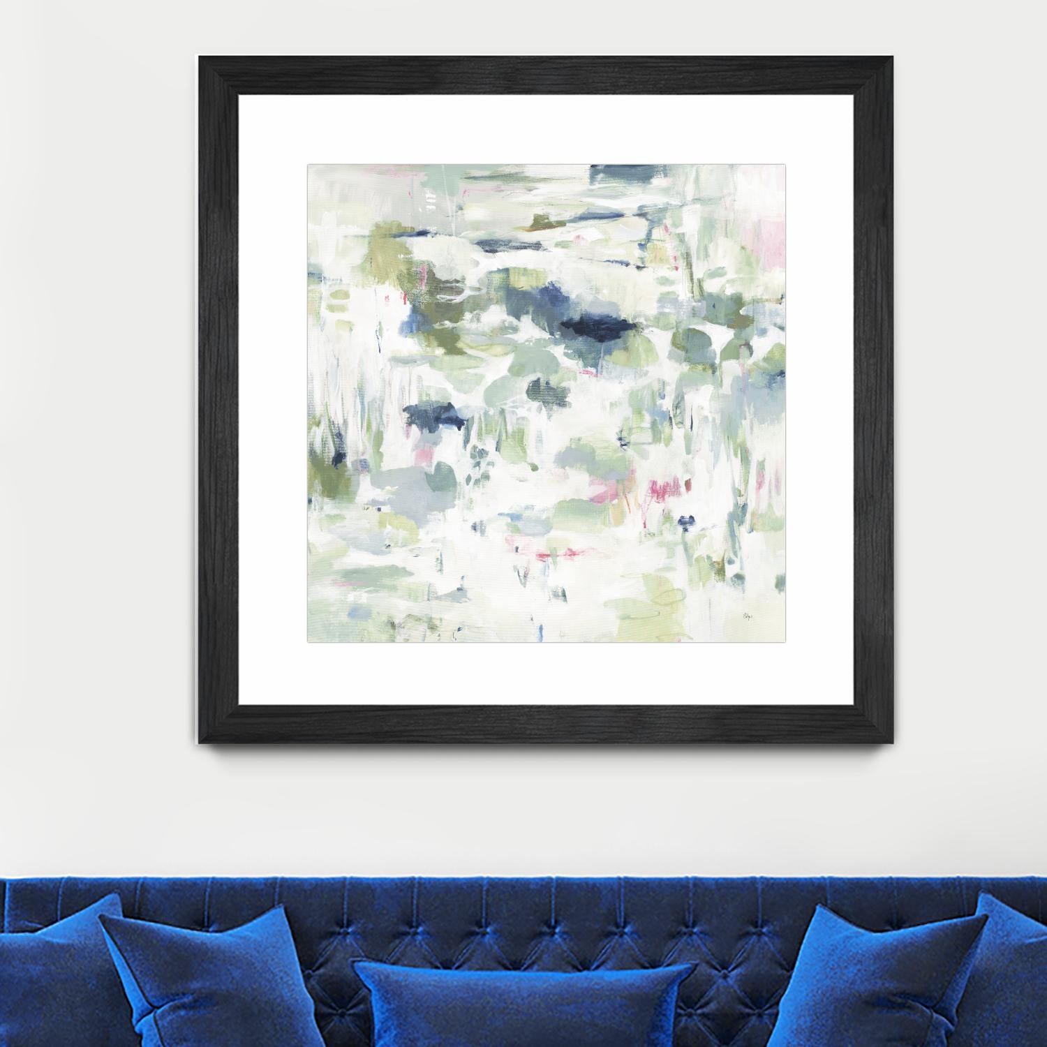 Abstract Reflections by Lisa Ridgers on GIANT ART - whites & creams, greens abstract