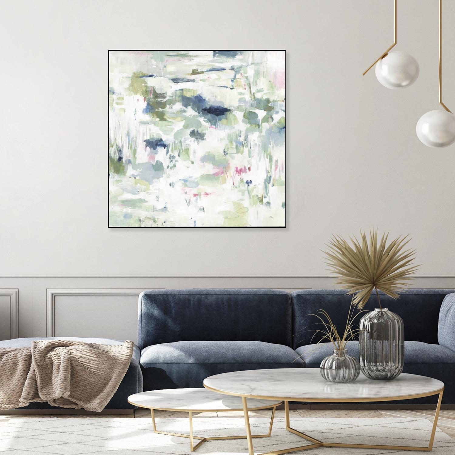 Abstract Reflections by Lisa Ridgers on GIANT ART - whites & creams, greens abstract