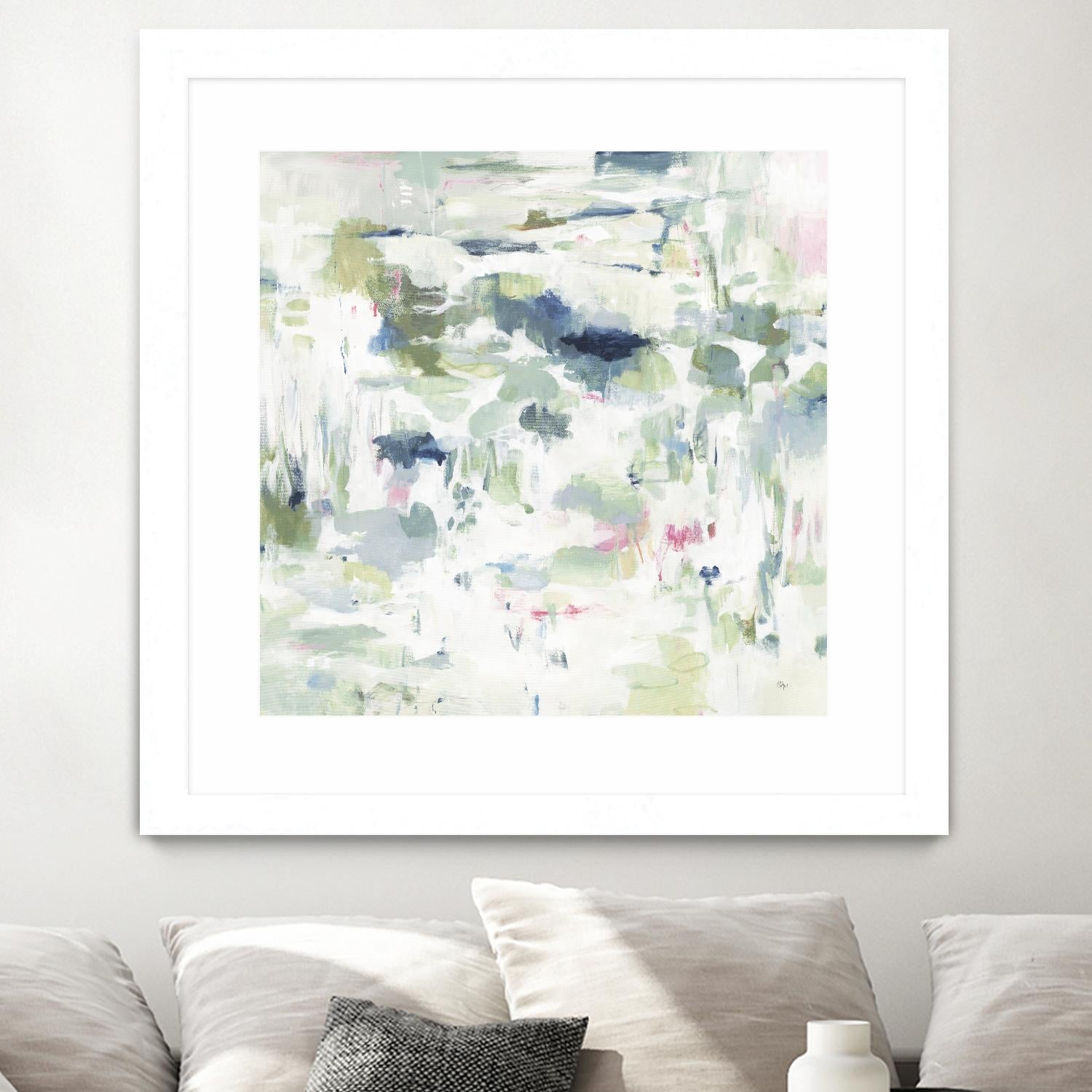 Abstract Reflections by Lisa Ridgers on GIANT ART - whites & creams, greens abstract