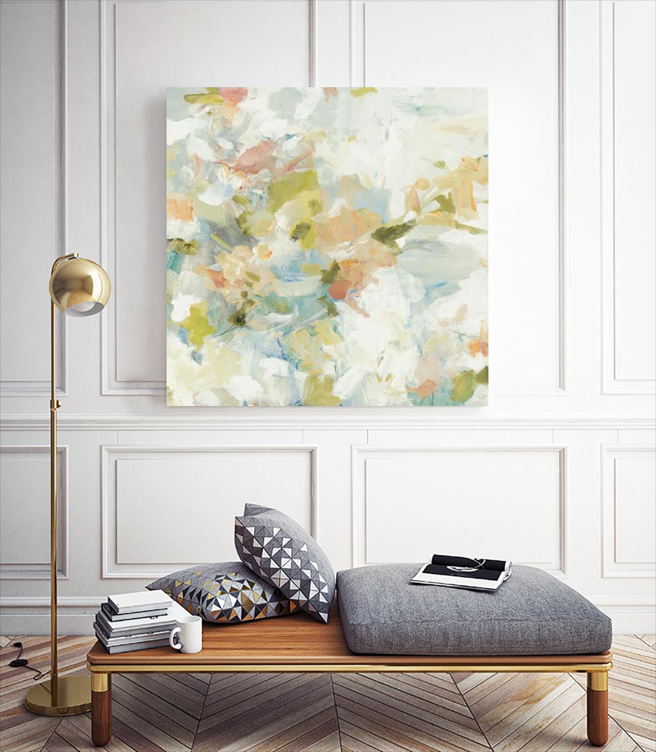 Rhythm & Flow V1 by Lisa Ridgers on GIANT ART - greens geometric shapes