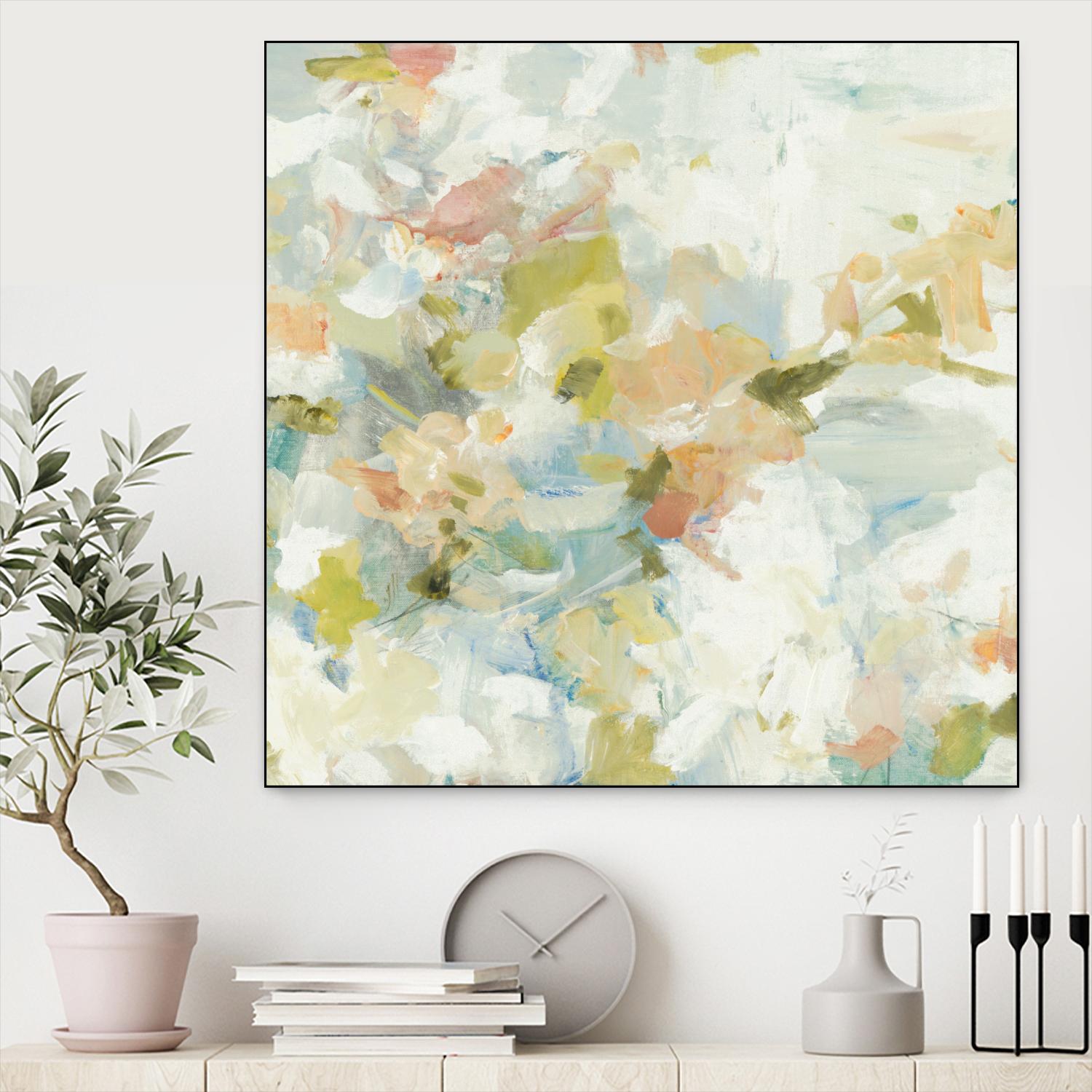 Rhythm & Flow V1 by Lisa Ridgers on GIANT ART - greens geometric shapes