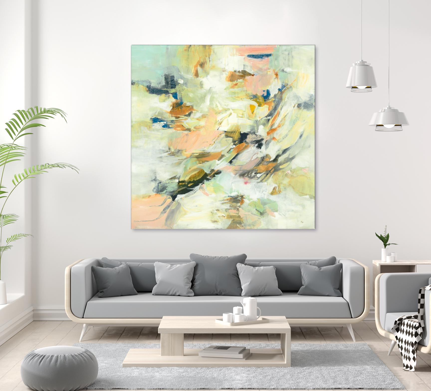 Into The Calm by Lisa Ridgers on GIANT ART - greens abstract pales