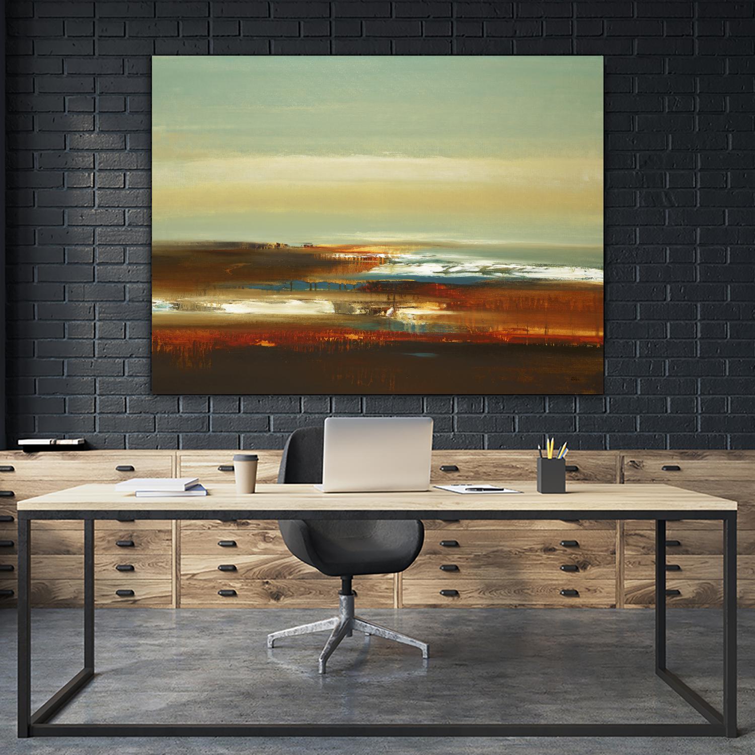 Layered Scape V by Lisa Ridgers on GIANT ART - beige abstract