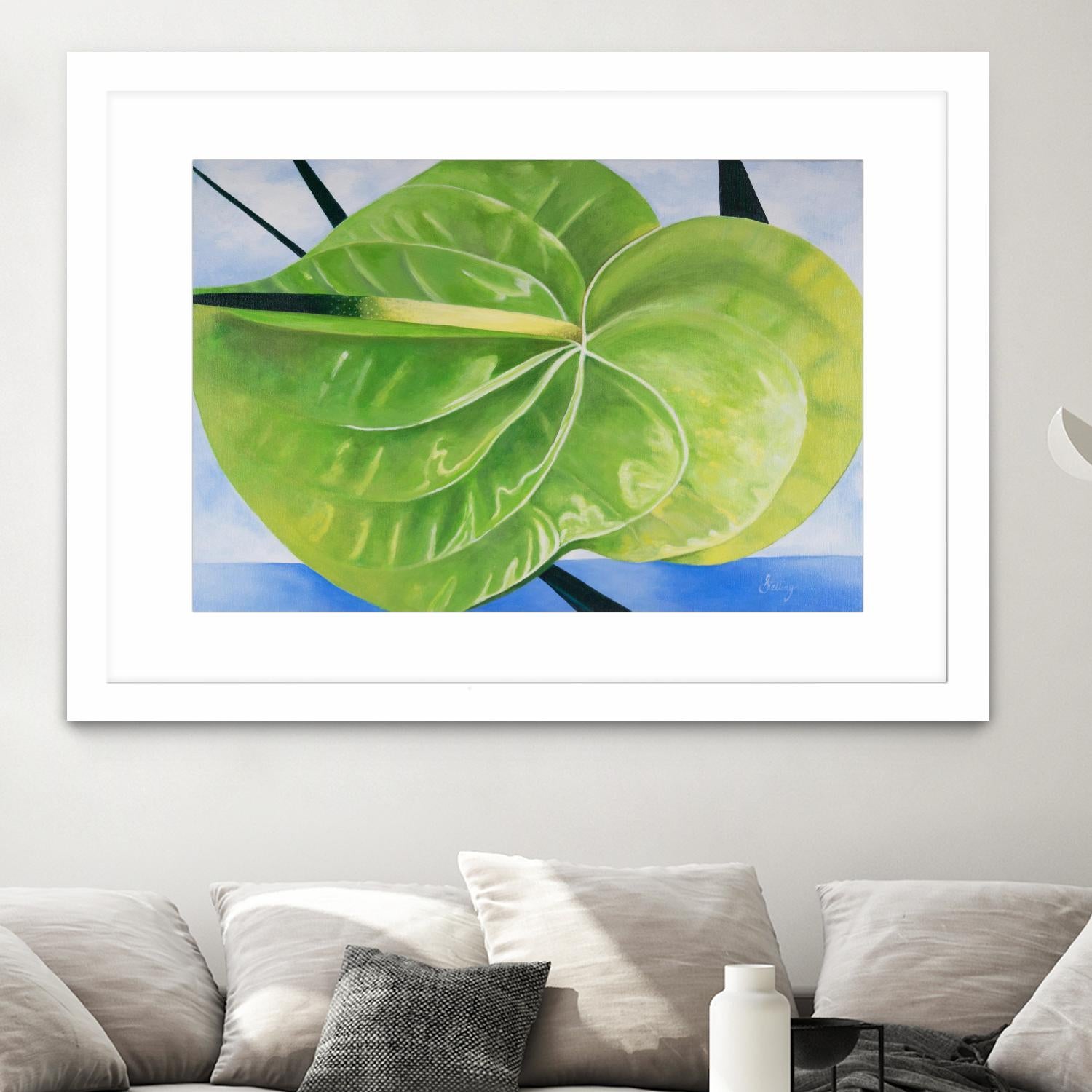 ANTHURIUM by LINDA STELLING on GIANT ART - blue floral tropical floral