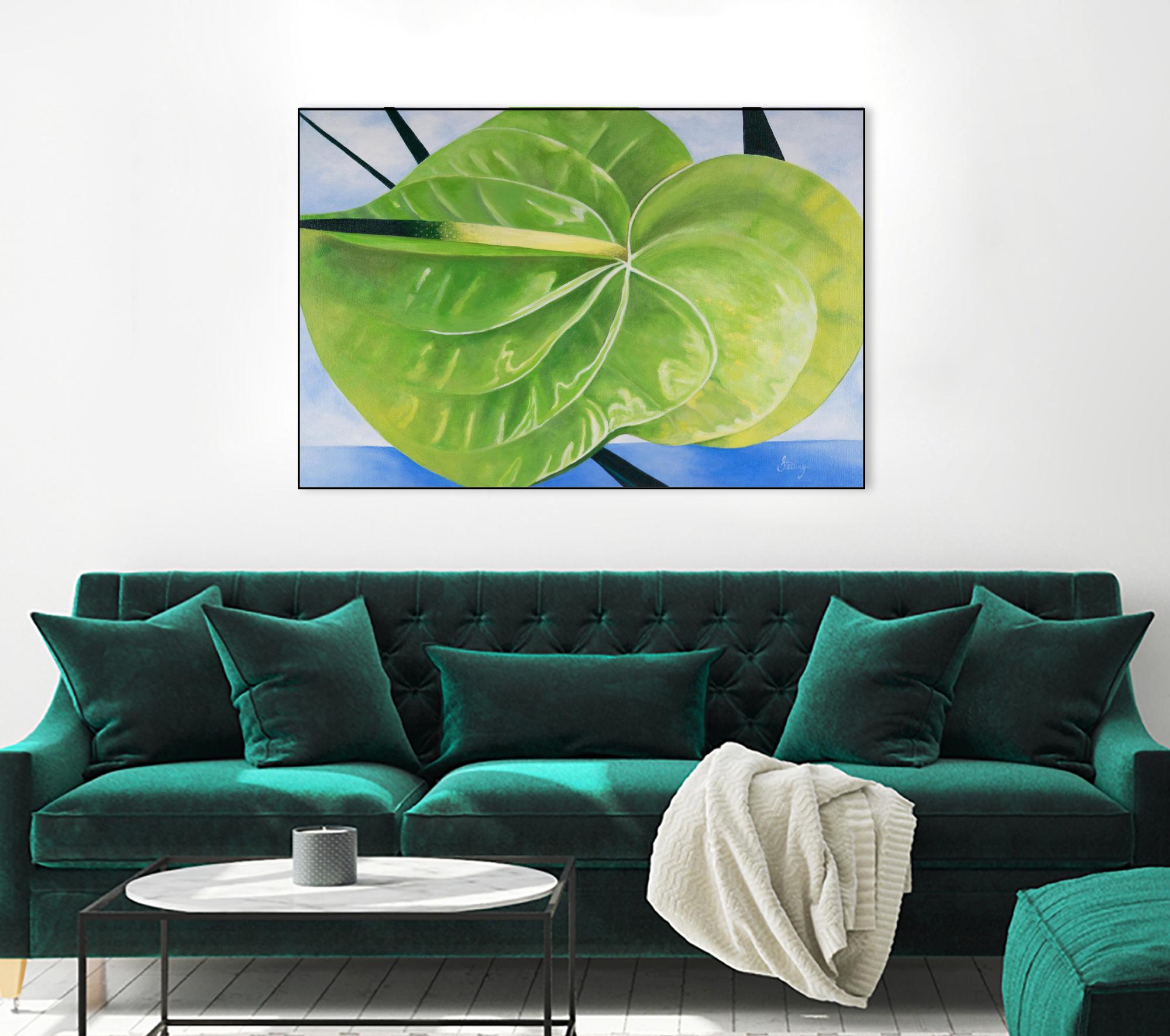 ANTHURIUM by LINDA STELLING on GIANT ART - blue floral tropical floral