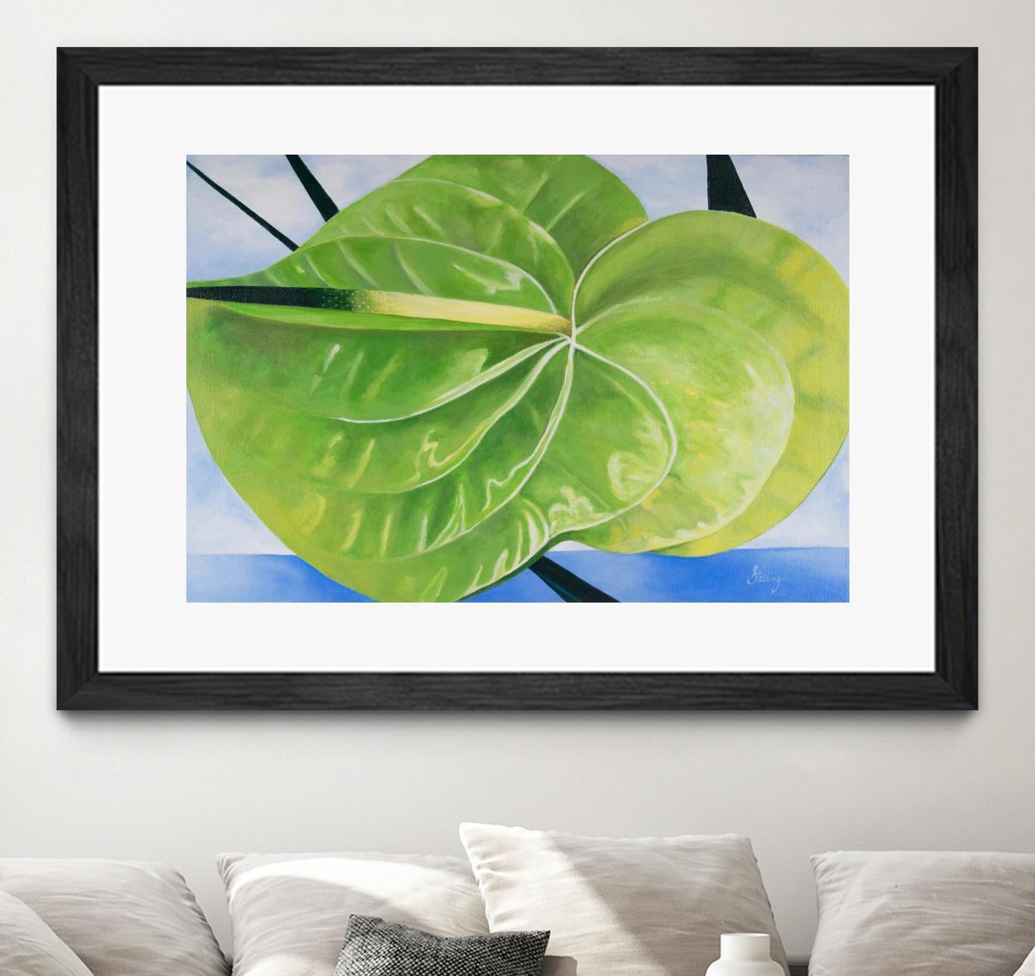 ANTHURIUM by LINDA STELLING on GIANT ART - blue floral tropical floral