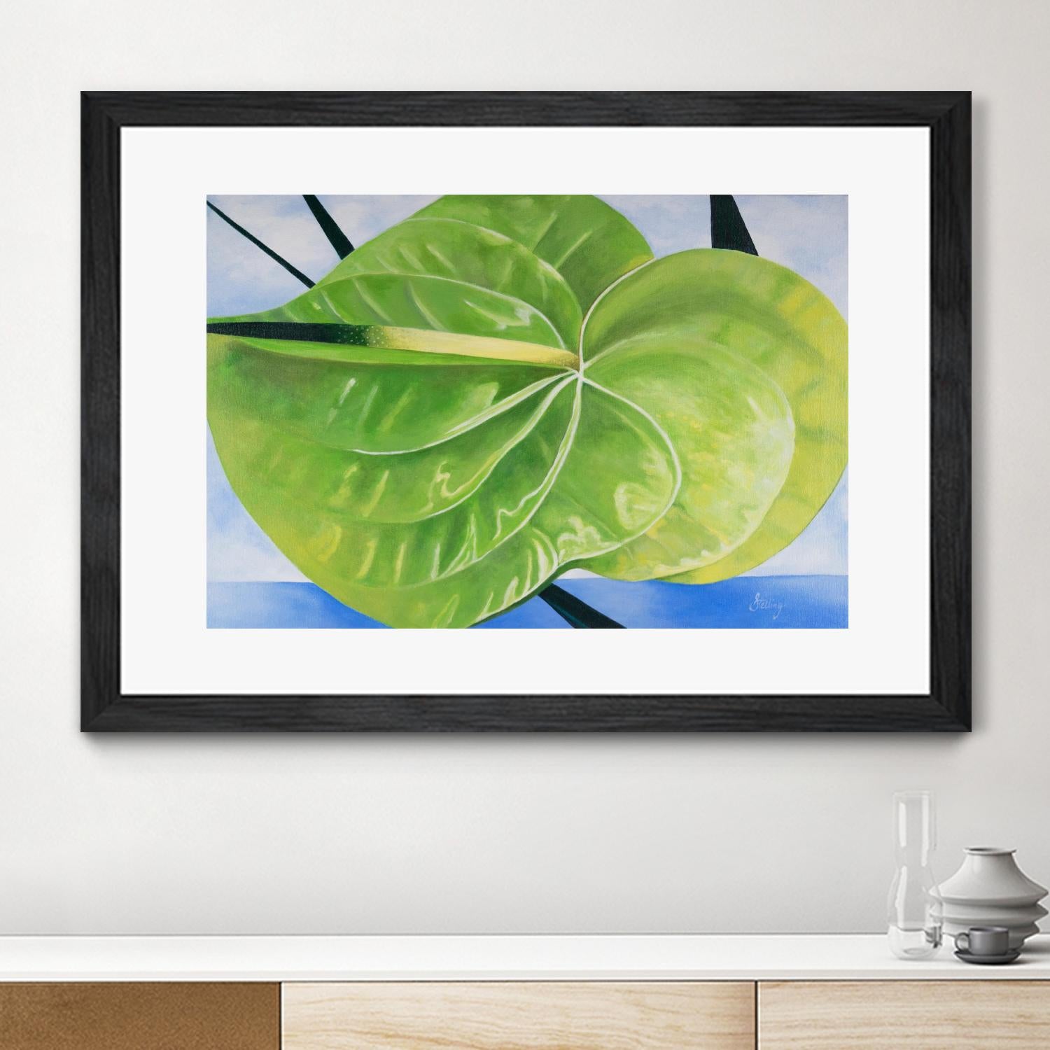 ANTHURIUM by LINDA STELLING on GIANT ART - blue floral tropical floral