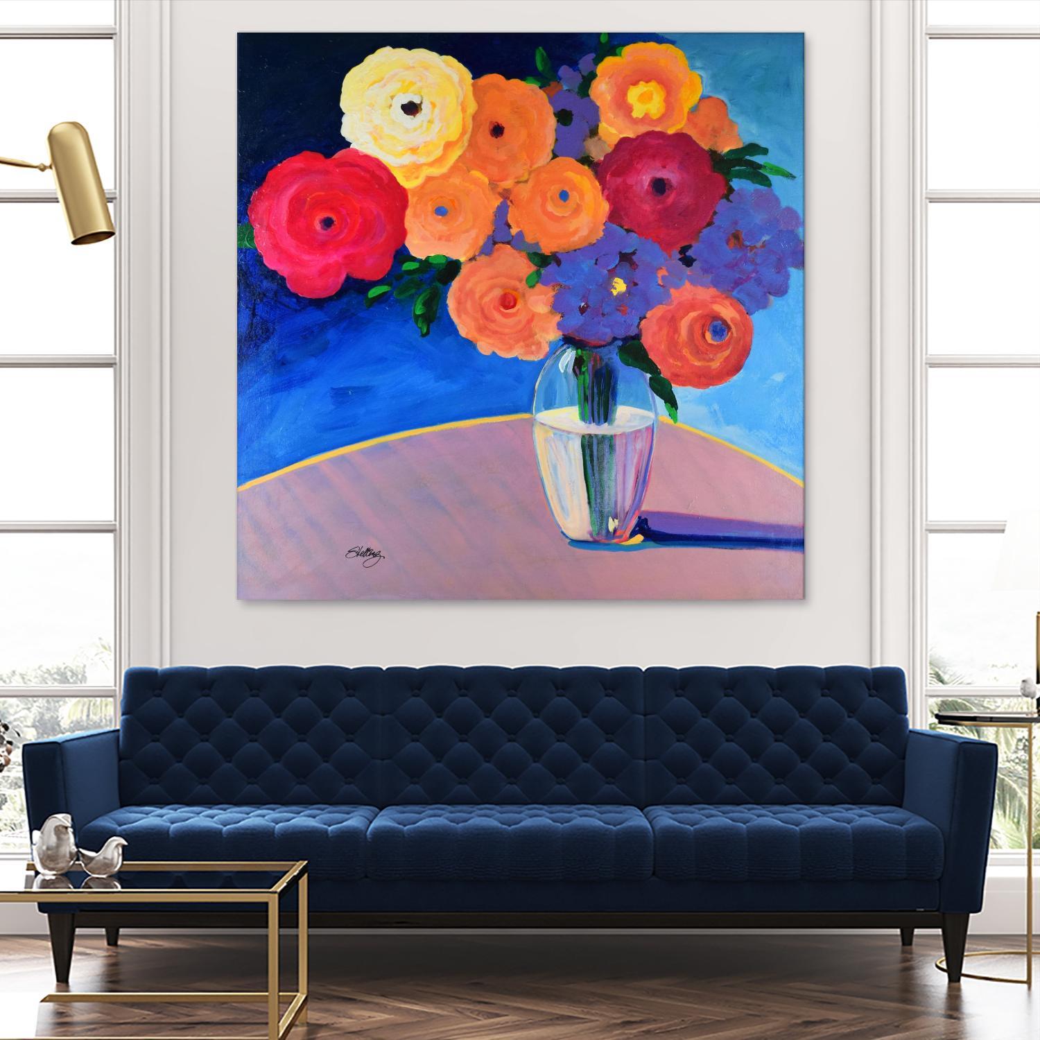 CLEAR AND PRESENT by LINDA STELLING on GIANT ART - orange floral floral