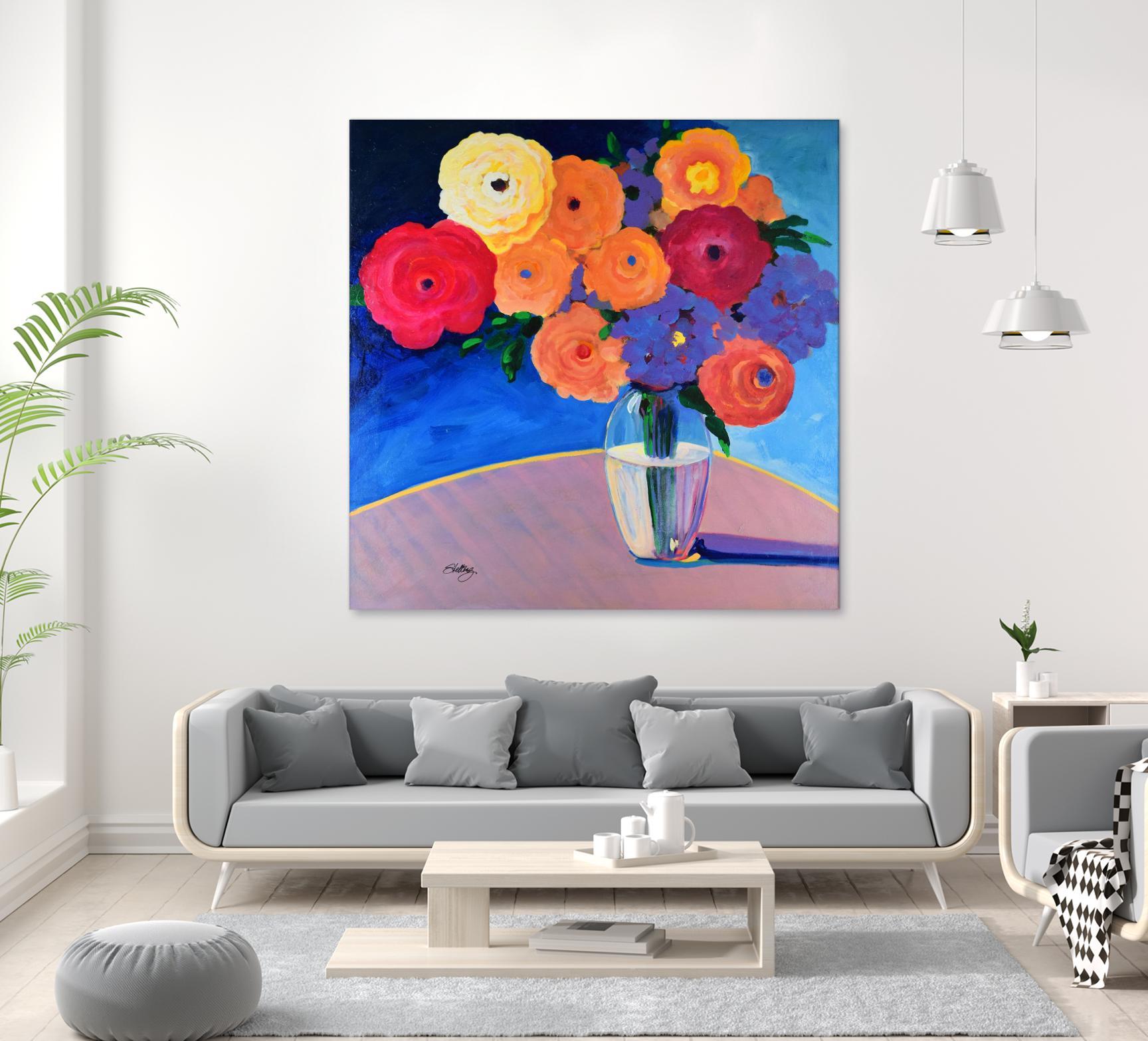 CLEAR AND PRESENT by LINDA STELLING on GIANT ART - orange floral floral