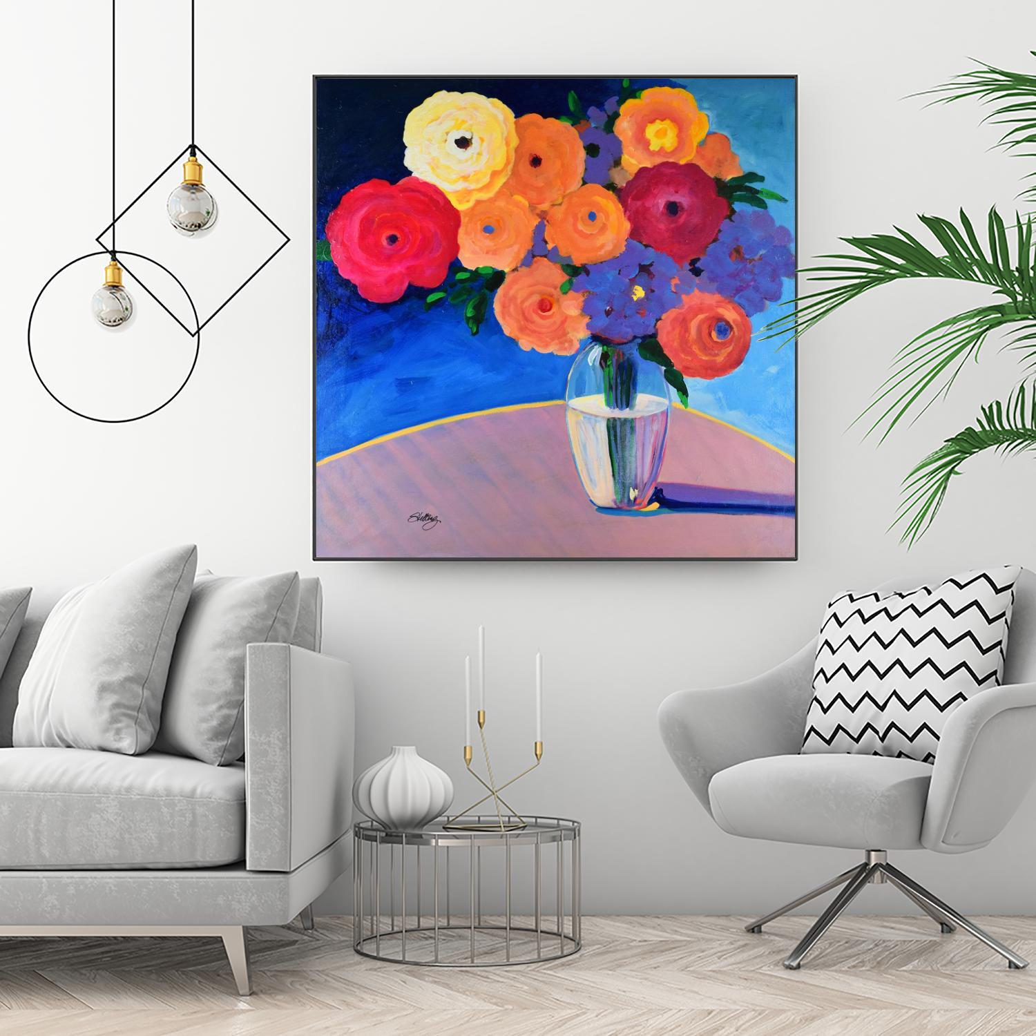 CLEAR AND PRESENT by LINDA STELLING on GIANT ART - orange floral floral