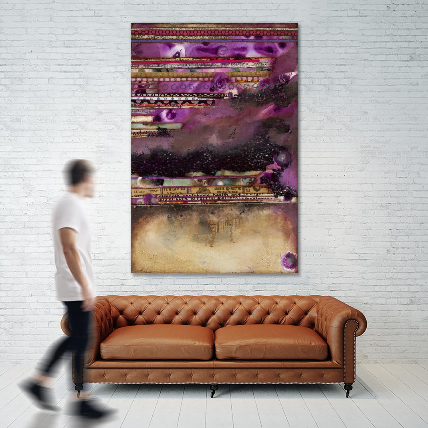 Fuschia on Fire by Laura VanHorne on GIANT ART - beige abstract