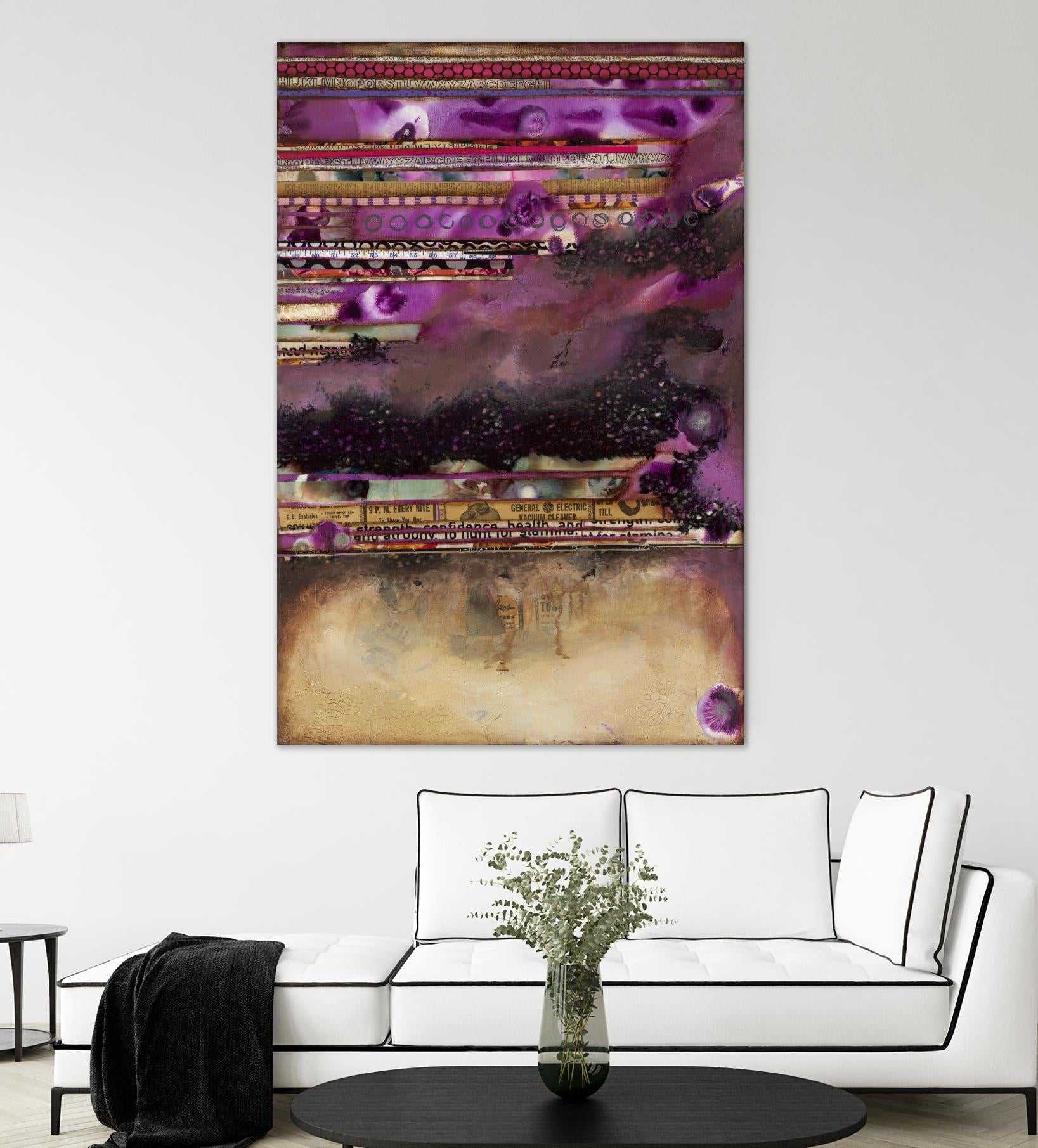 Fuschia on Fire by Laura VanHorne on GIANT ART - beige abstract